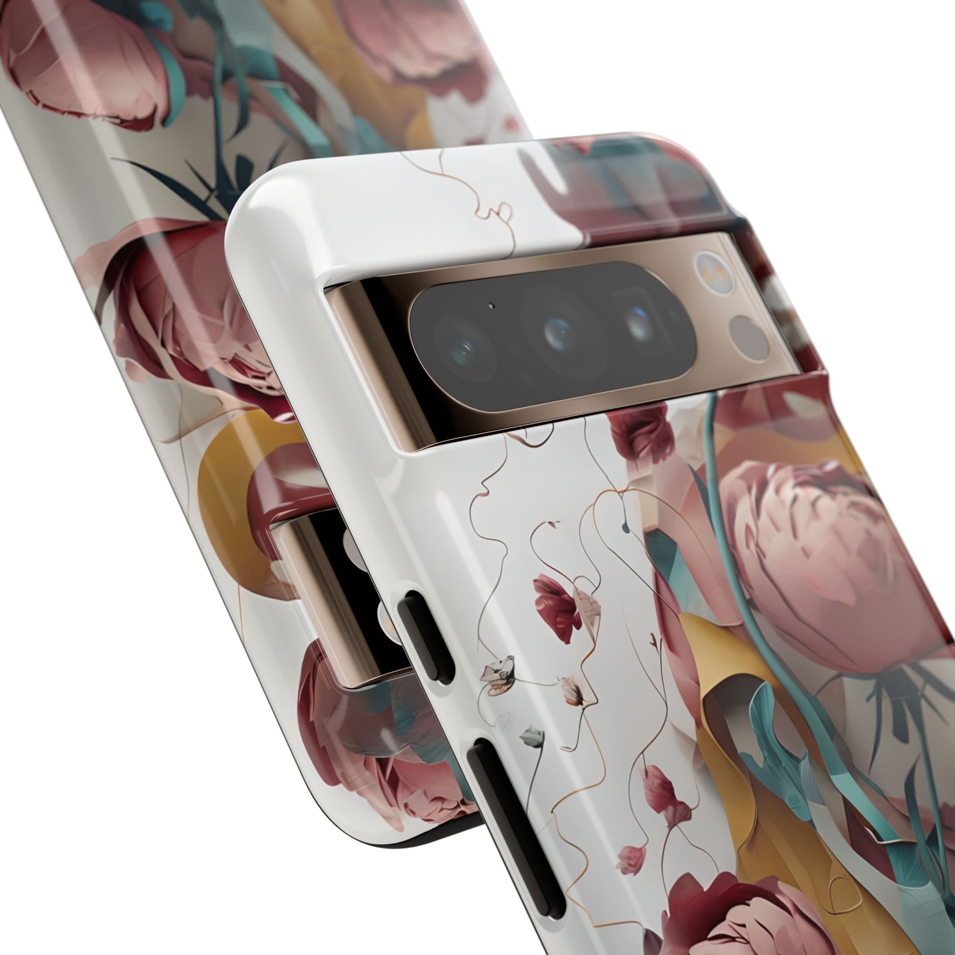 Blushing Peony Veil - Elegant Painterly Floral Google Pixel 8 Pro Tough Phone Case - Soft Blush & Teal Peony Design