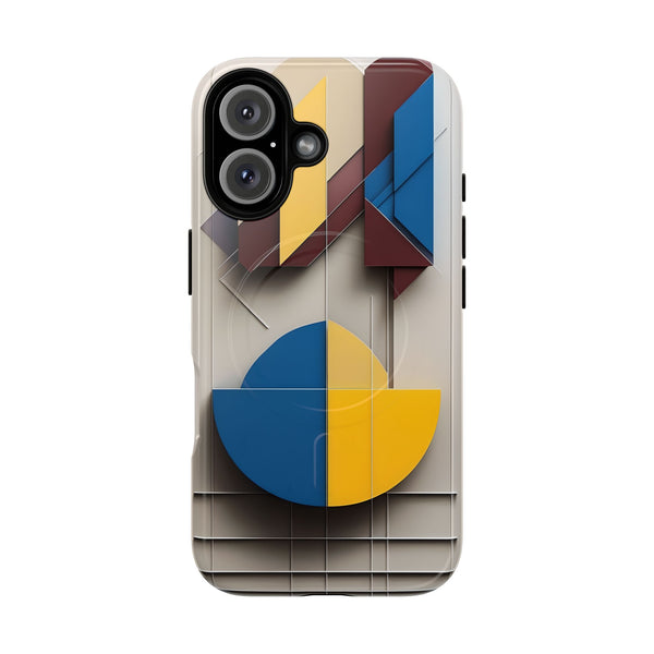 Chromatic Construct iPhone 16 MagSafe Phone Case -Modern Geometrical Design, Primary Colors