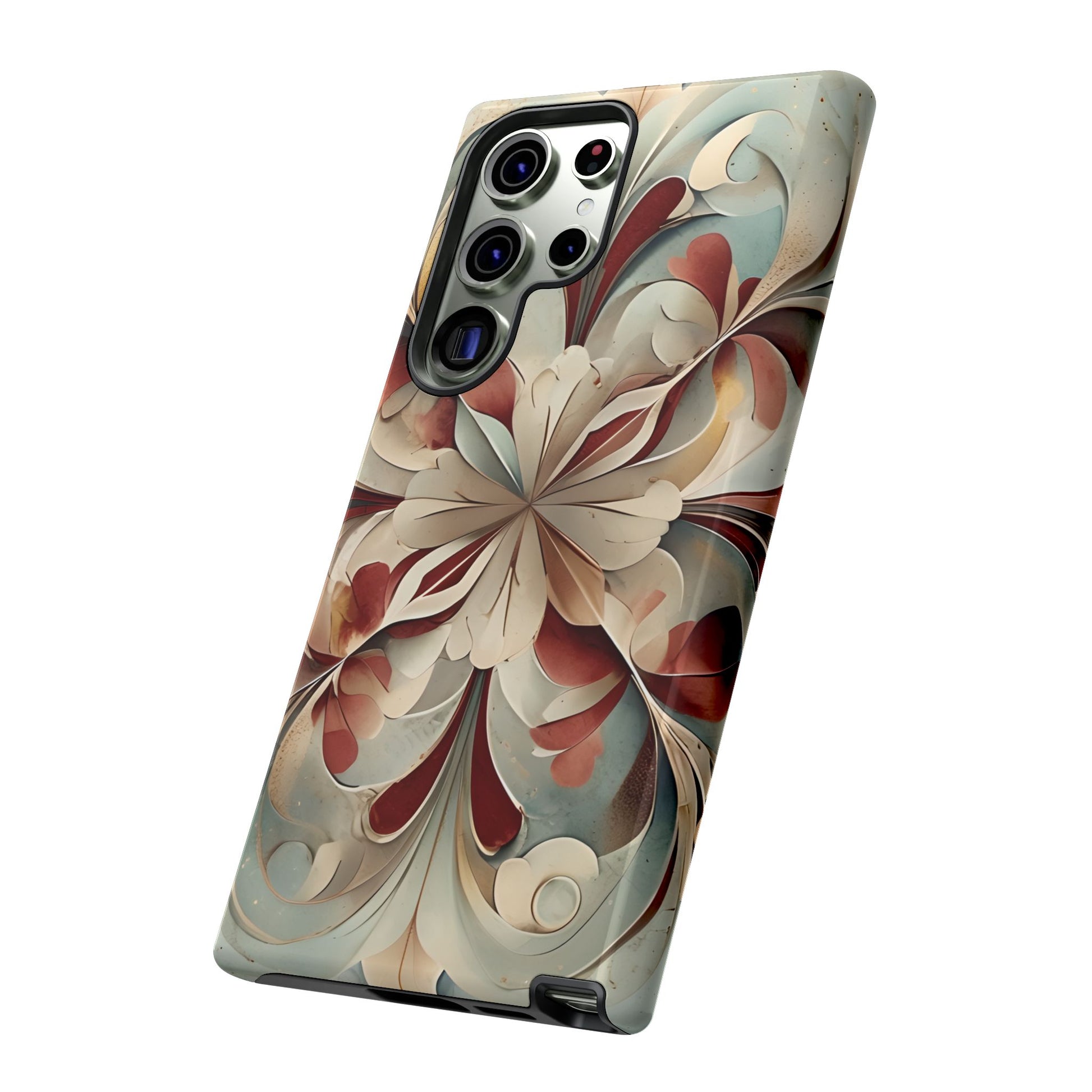 Vintage Baroque Blossom floral ornament Samsung Galaxy phone case angled view