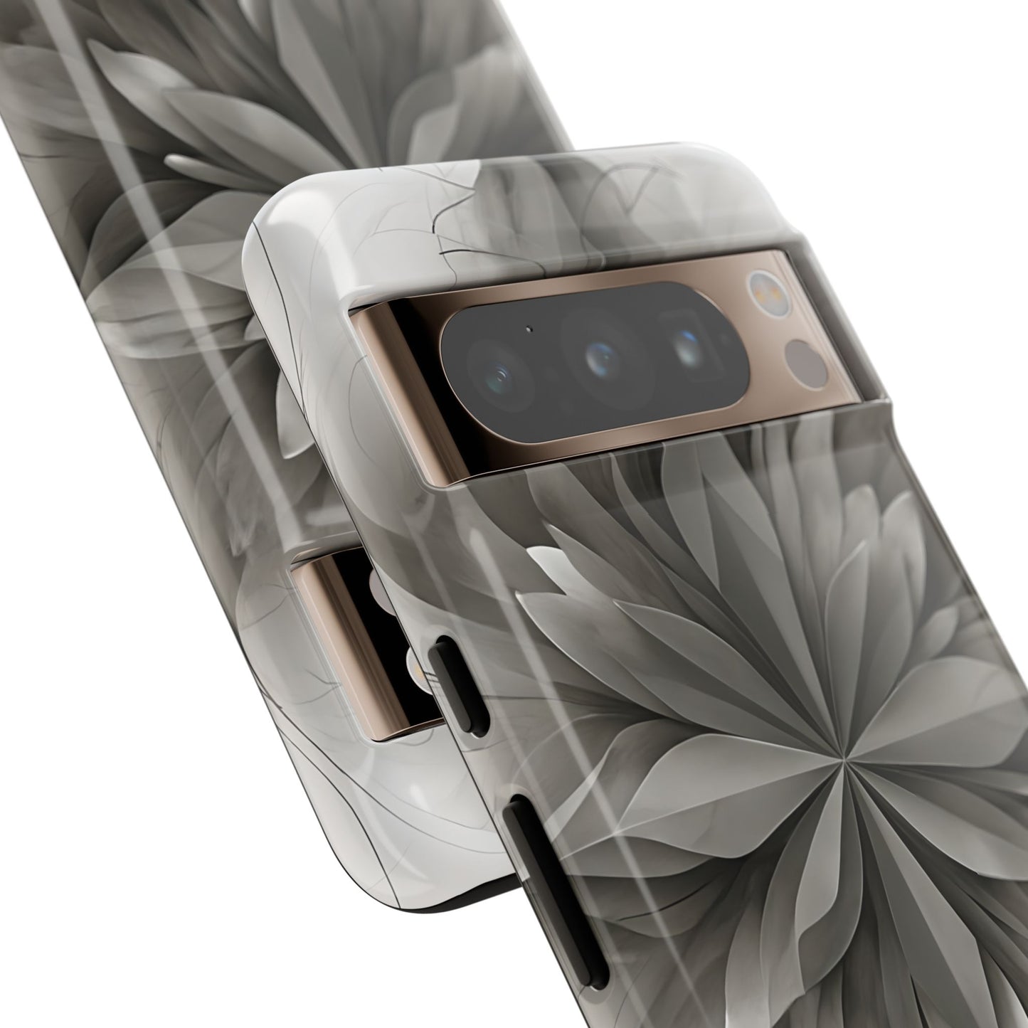 Silver Lotus - Elegant Monochrome Floral Google Pixel Tough Phone Case - Modern Lotus Design