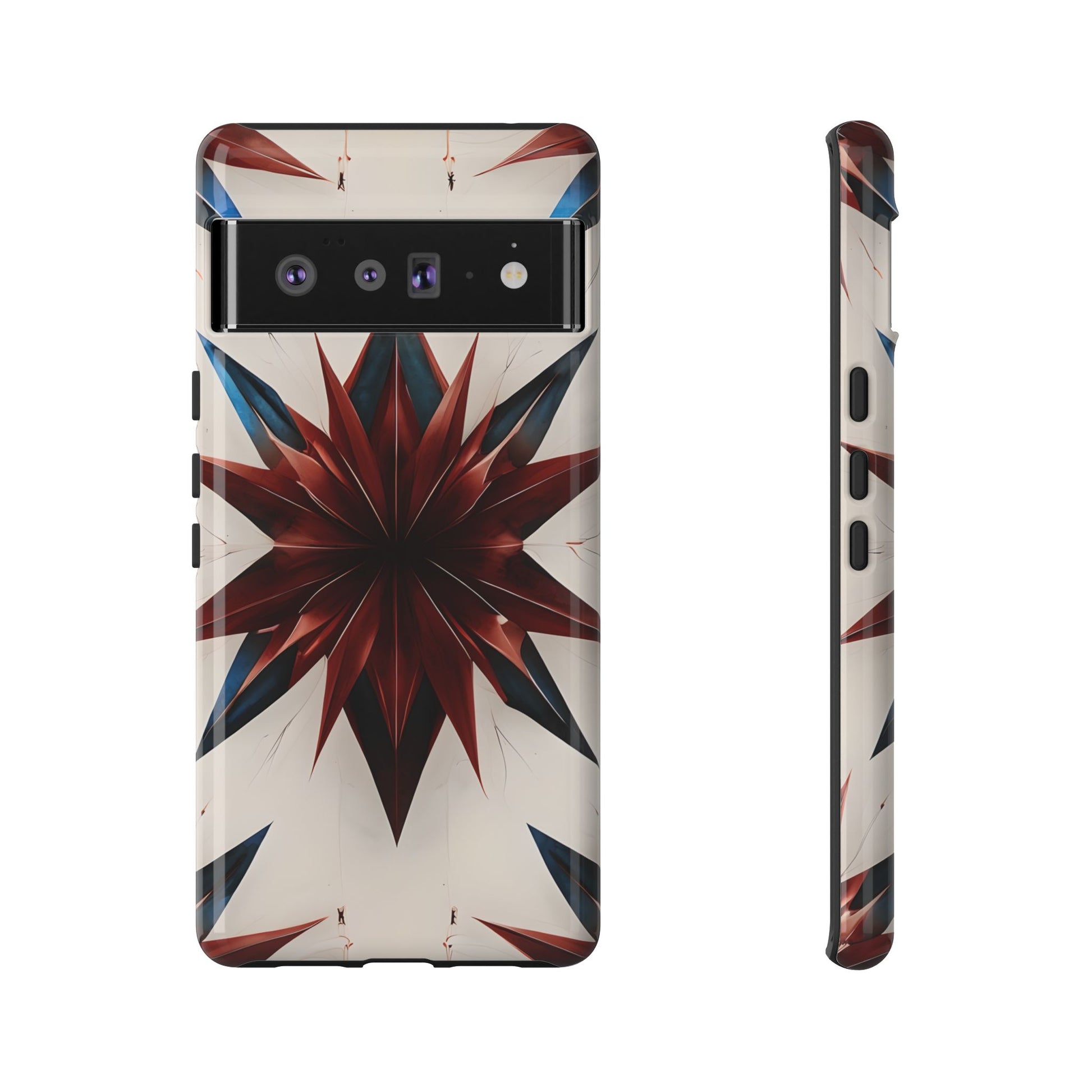 Garnet Starburst - Kaleidoscope Collection Gemstone Floral - Google Pixel 6 Pro Tough Phone Case - Floral Burst Design