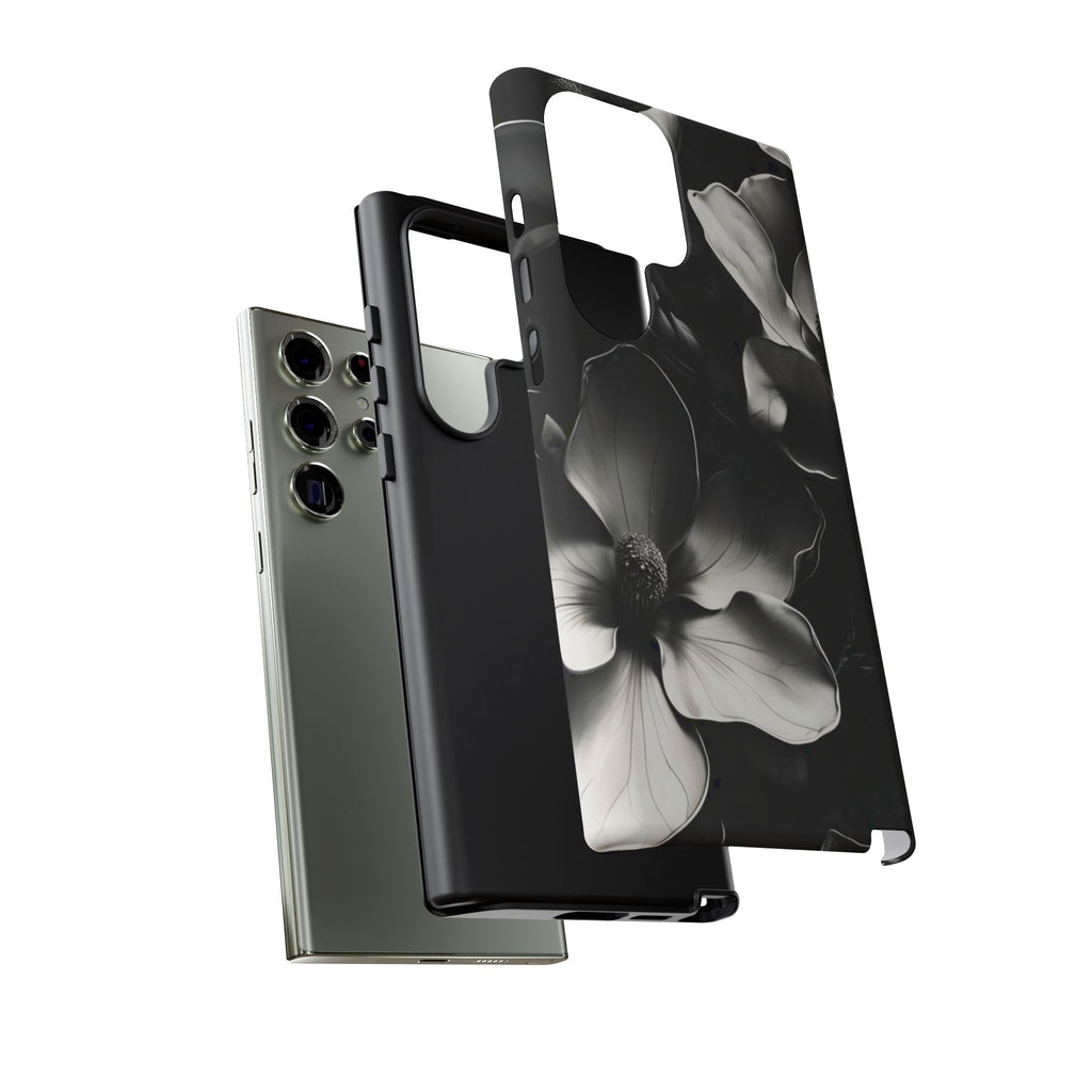 Monochrome Magnolia - Elegant Black & White Floral Samsung Galaxy S23 Ultra Tough Phone Case - Artistic Magnolia Design