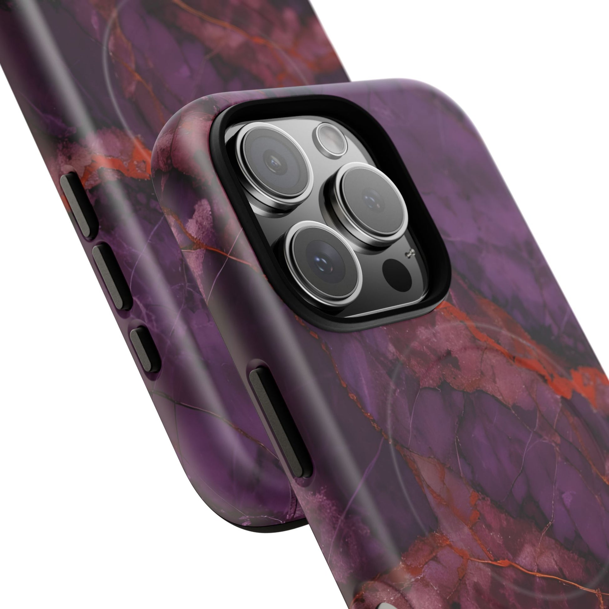 Amethyst Current - Kaleidoscope Collection Artistic Floral Burst - iPhone 16 Pro MagSafe Phone Case - Bold Purple Symmetrical Design