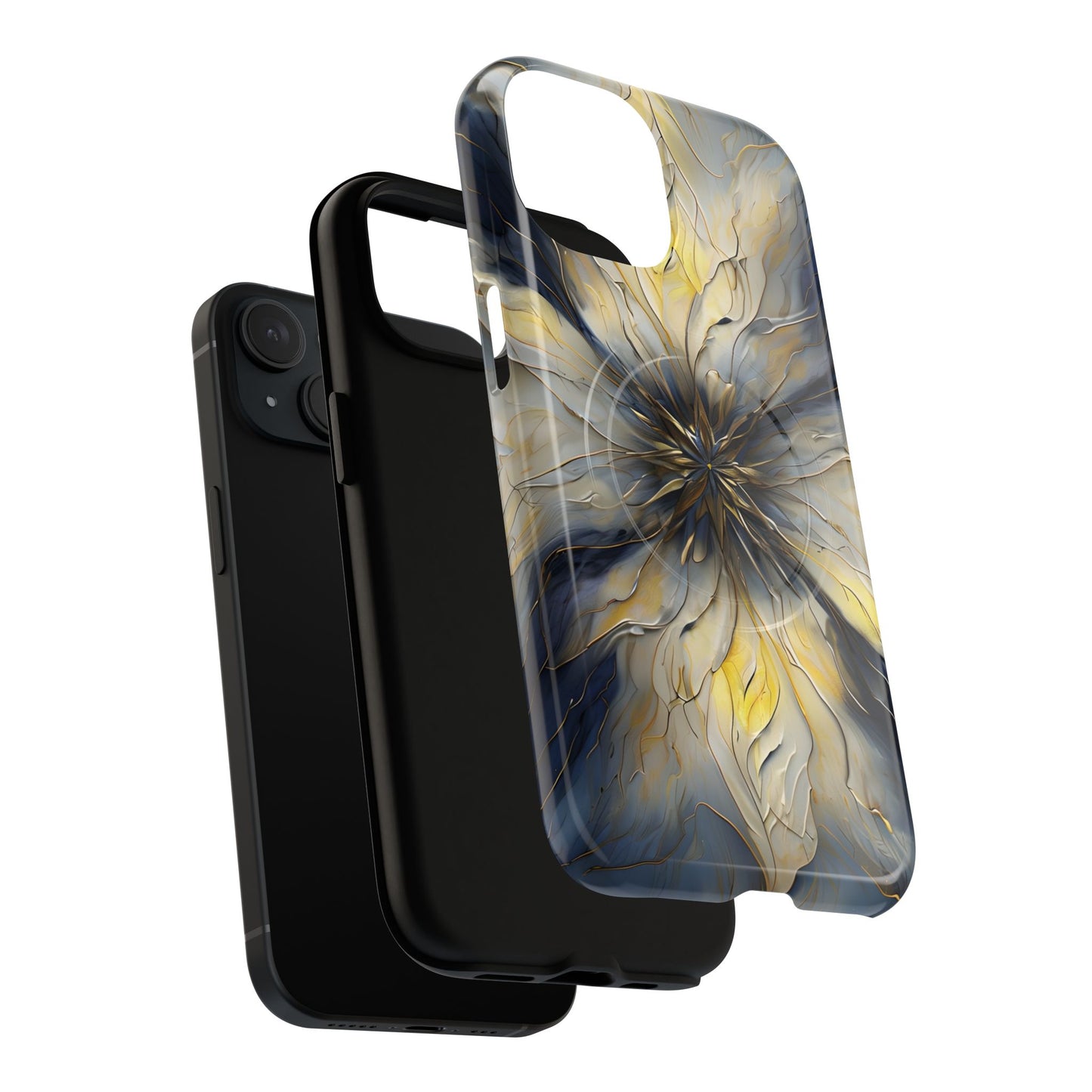 Luminous Petal shockproof dual layer iPhone MagSafe case with glowing abstract flower design