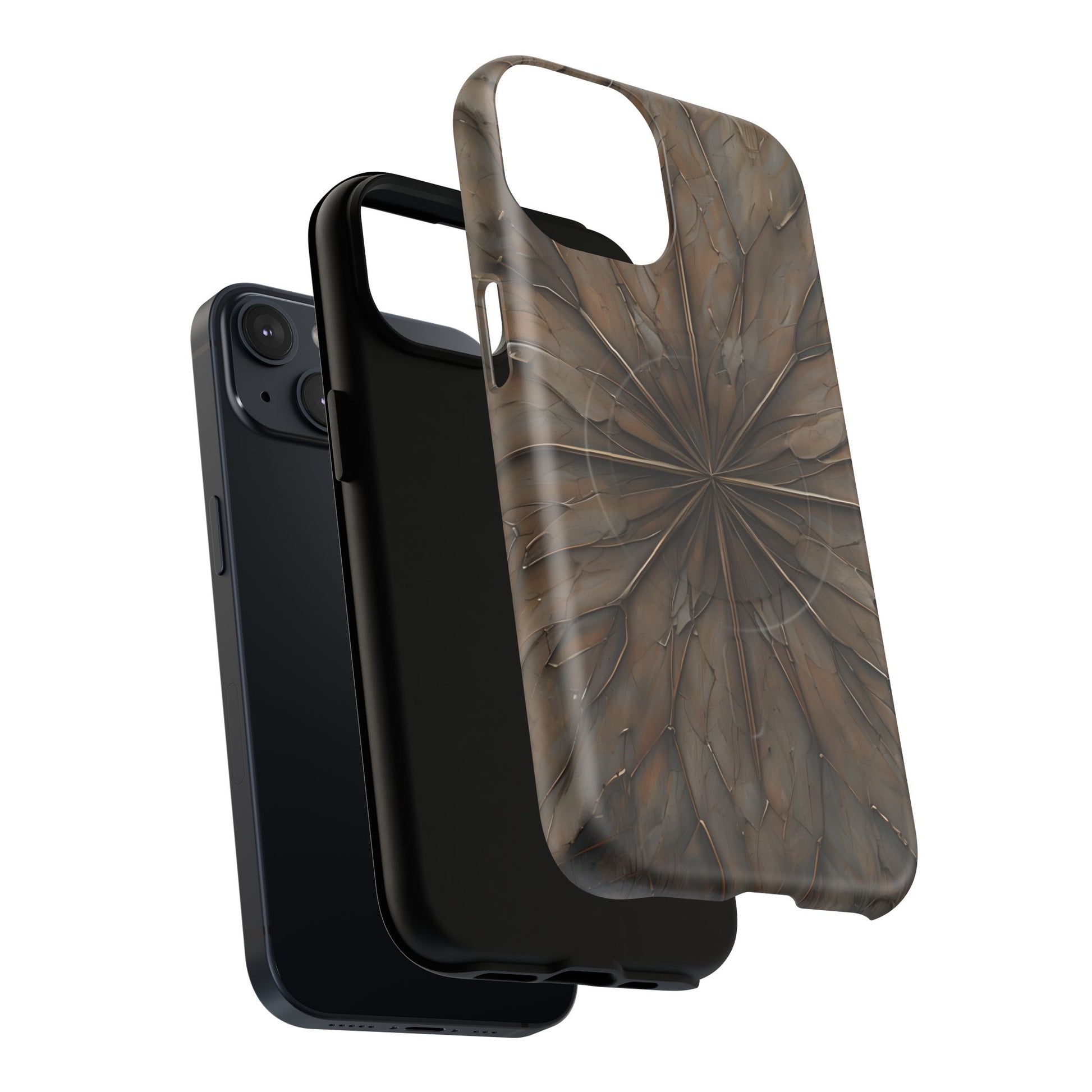 Earthstone Mandala - Kaleidoscope Collection Artistic Taupe Burst - iPhone 14 MagSafe Phone Case