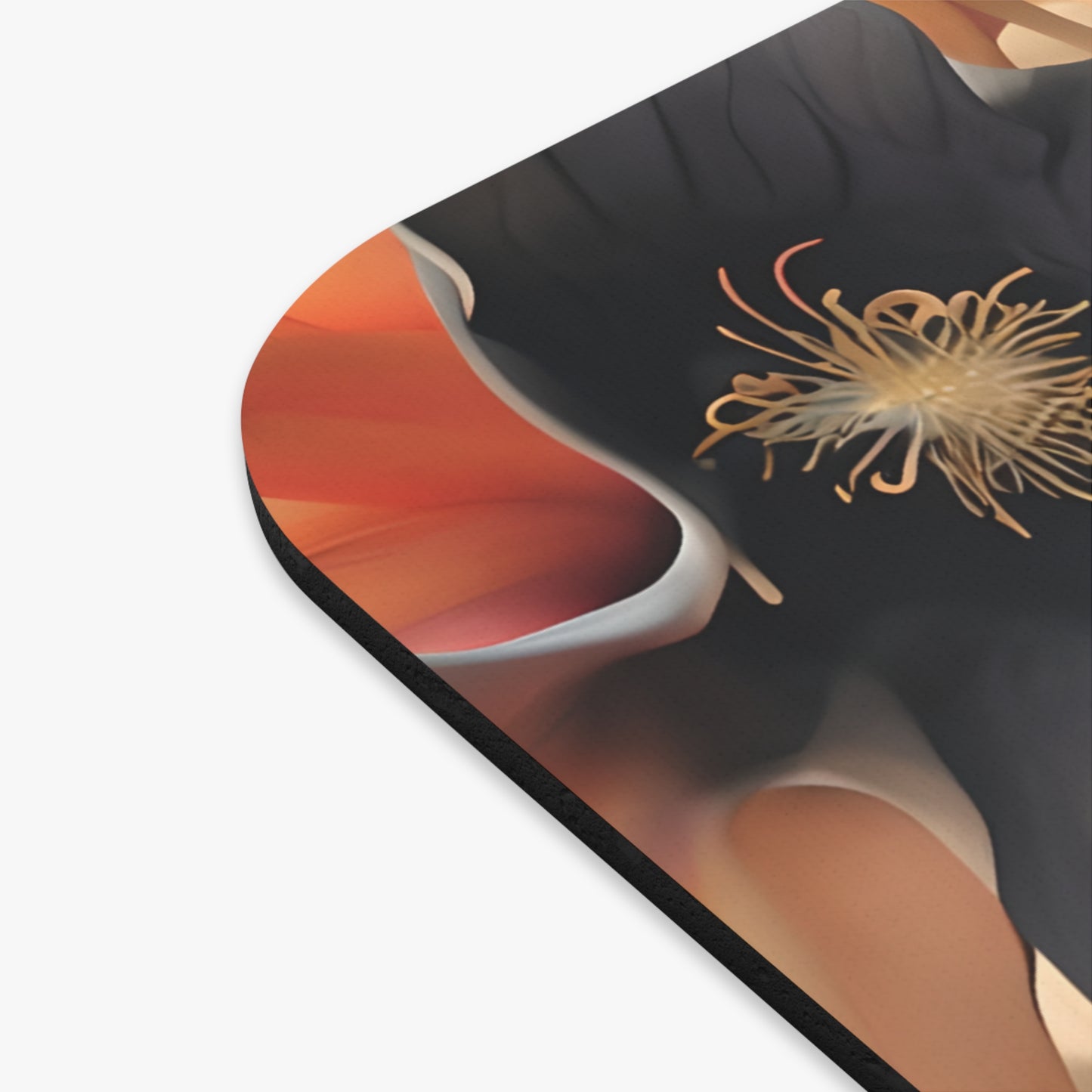 Close-up of Autumn Ember mouse pad showing printed floral design detail