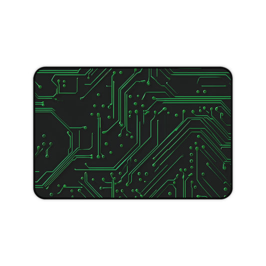Green Circuit Grid Desk Mat - Premium Office Desk Pad, 3 Sizes Available, Artistic Workspace Protection
