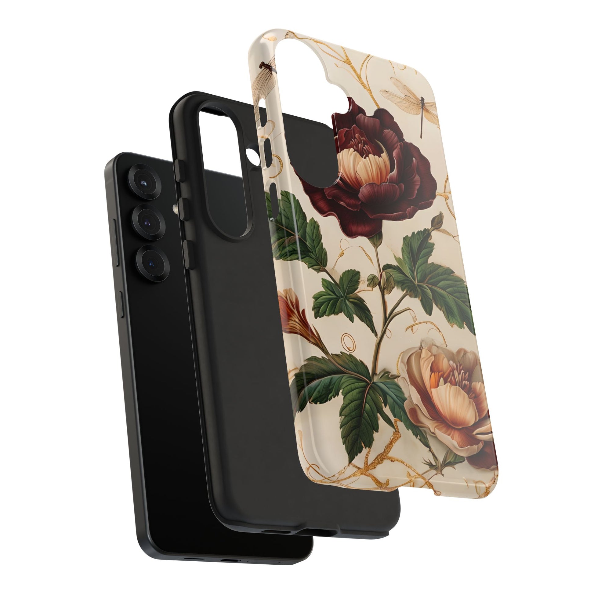 Vintage Burgundy Rose - Elegant Floral Samsung S25 Plus Phone Case - Classic Painterly Rose Design