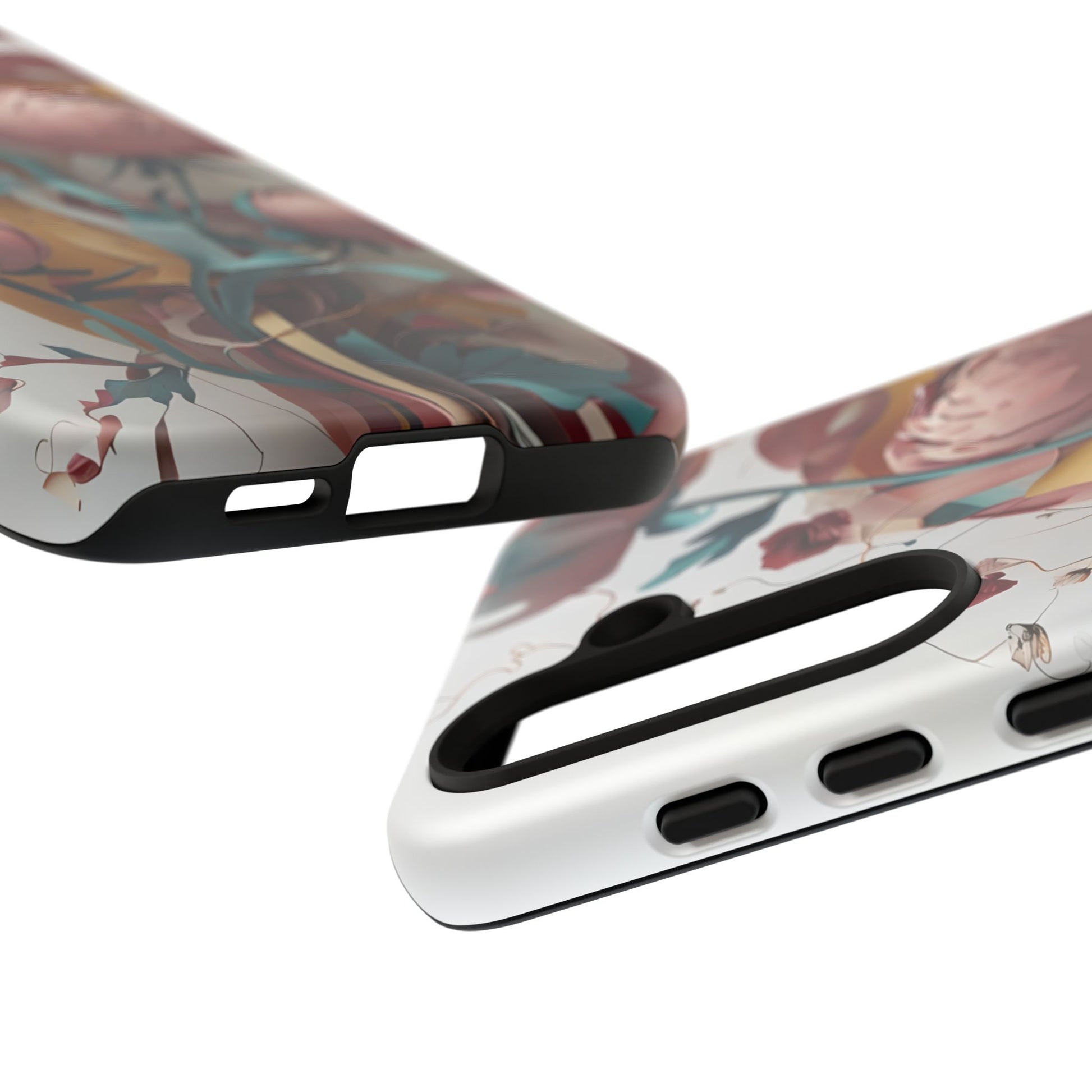 Blushing Peony Veil - Elegant Painterly Floral Samsung Galaxy S24 Tough Phone Case - Soft Blush & Teal Peony Design
