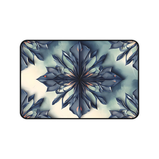 Frosted Indigo Bloom Desk Mat - Premium Office Desk Pad, 3 Sizes Available, Artistic Workspace Protection