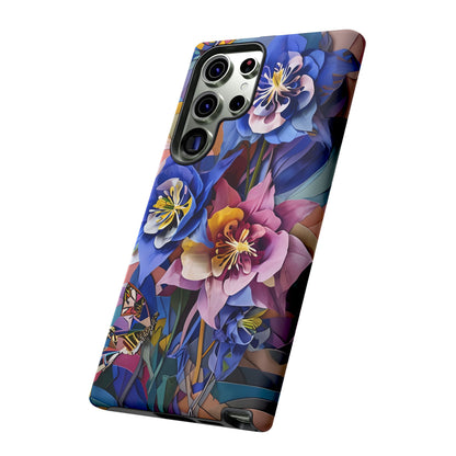 Blue Columbine Carnivale - Artistic Floral & Butterfly Samsung Ultra Tough Phone Case - Vibrant Botanical Design