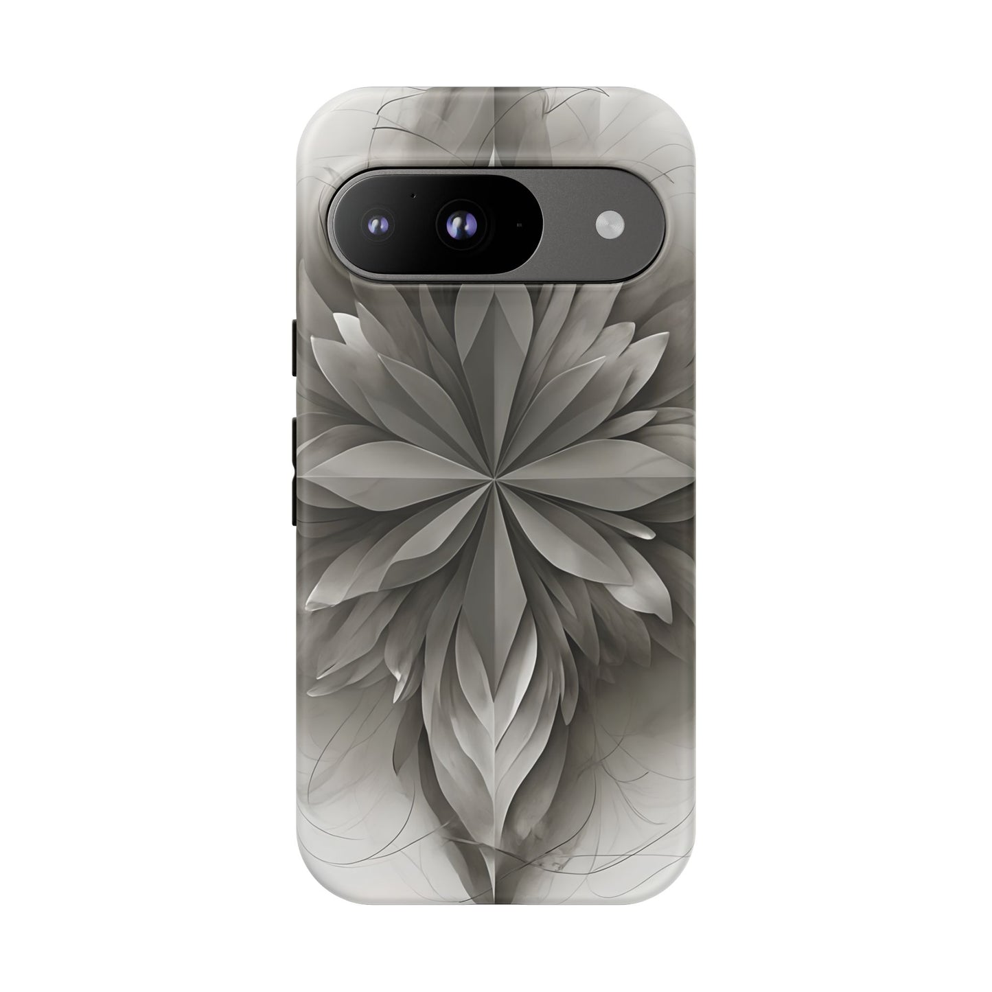 Silver Lotus - Elegant Monochrome Floral Google Pixel Tough Phone Case - Modern Lotus Design