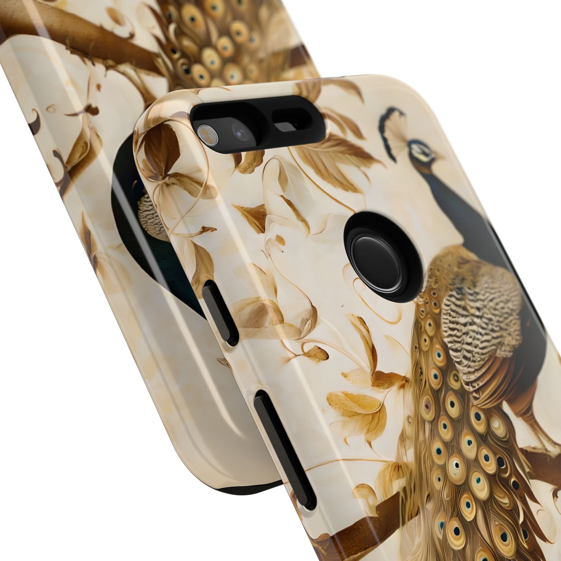 Golden Plumage - Luxe Peacock Art Google Pixel XL Phone Case - Elegant Gold & Cream Design