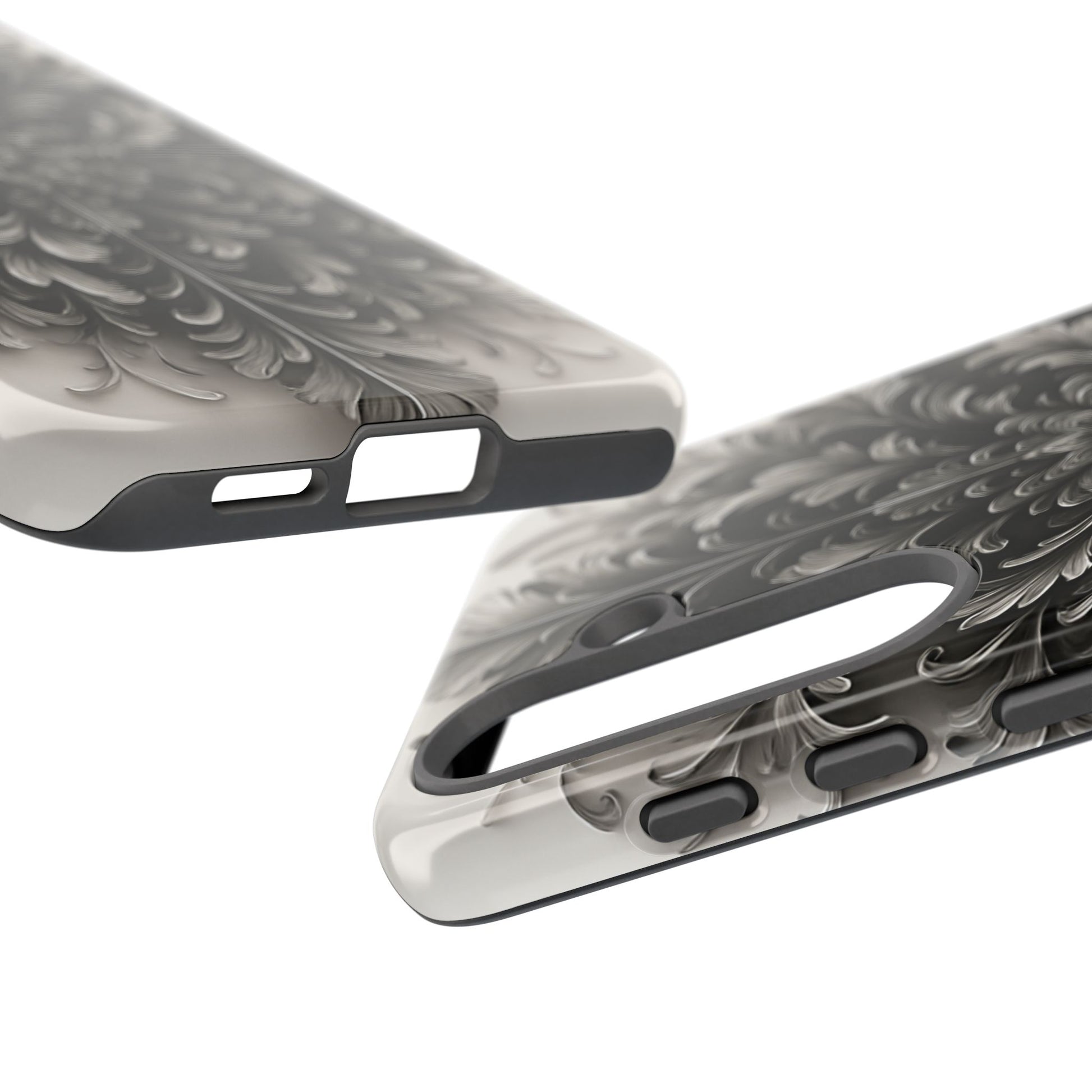 Obsidian Bloom - Elegant Black & White Samsung Galaxy S25 Tough Phone Case - Intricate Mandala Flower Design