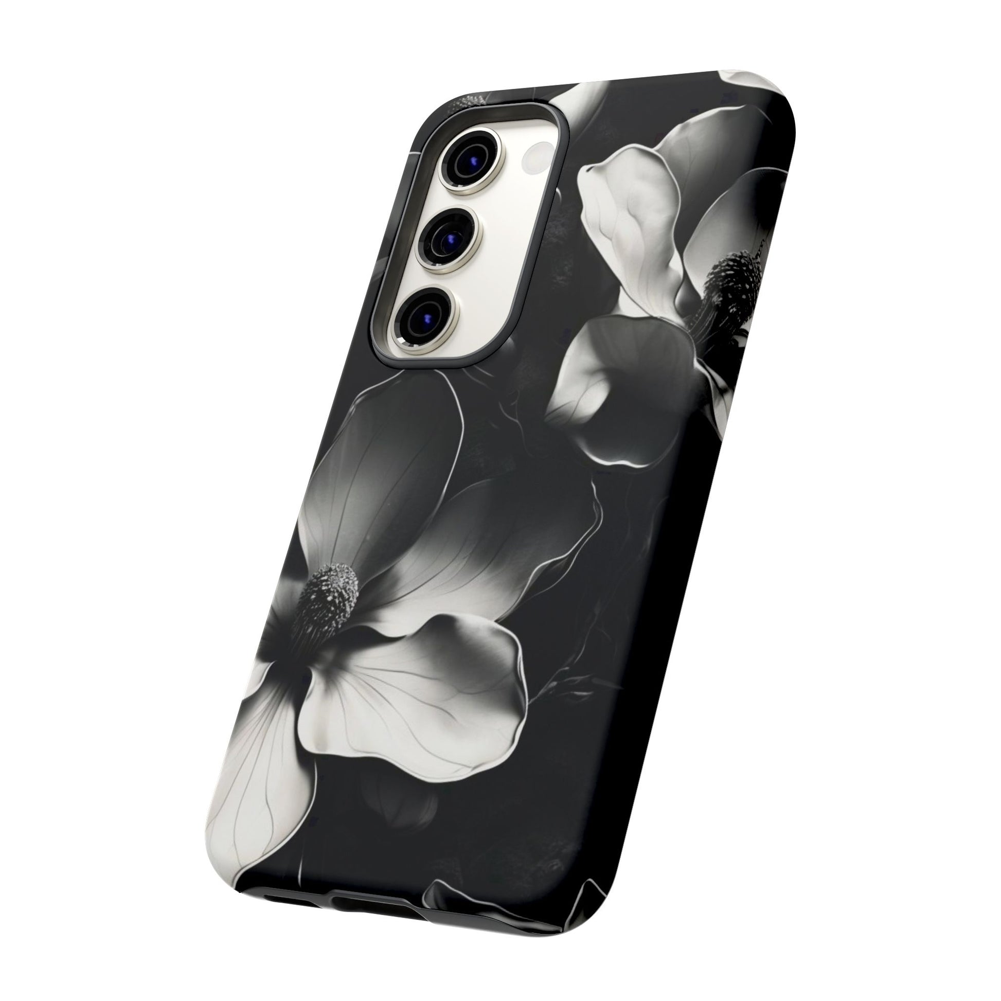 Monochrome Magnolia - Elegant Black & White Floral Samsung Galaxy S23 Tough Phone Case - Artistic Magnolia Design