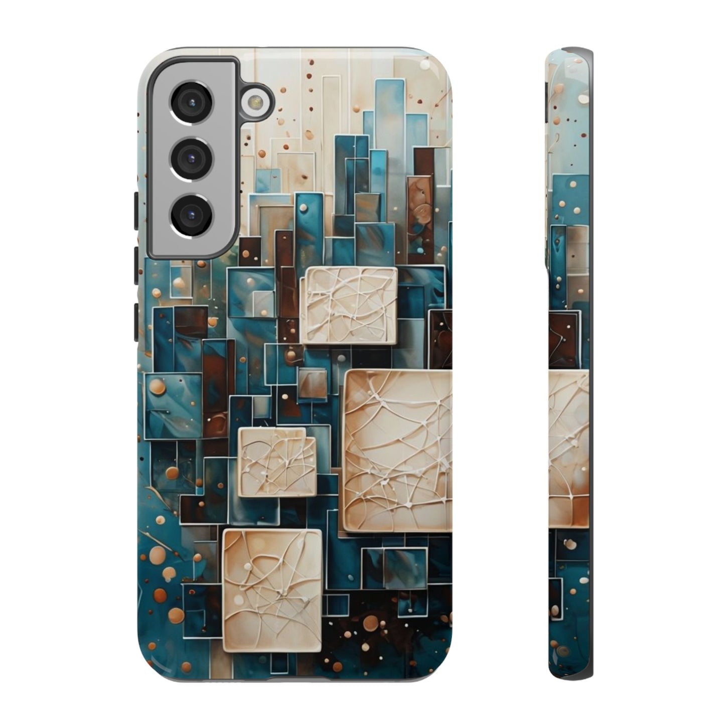 Architectural Drift Samsung Galaxy Case - Modern Geometric Teal & Parchment Design