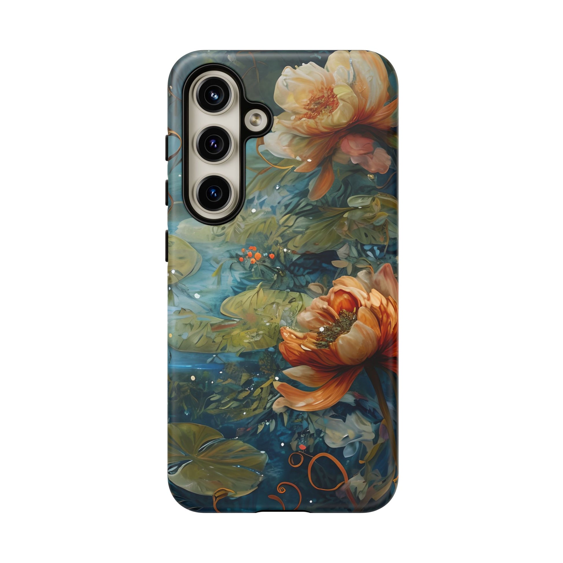 Waterlily Nocturne Samsung Galaxy S24 Case - Artistic Mountain Lake Design, Nature-Inspired Protective Cover, Elegant Gift for Outdoor Lovers