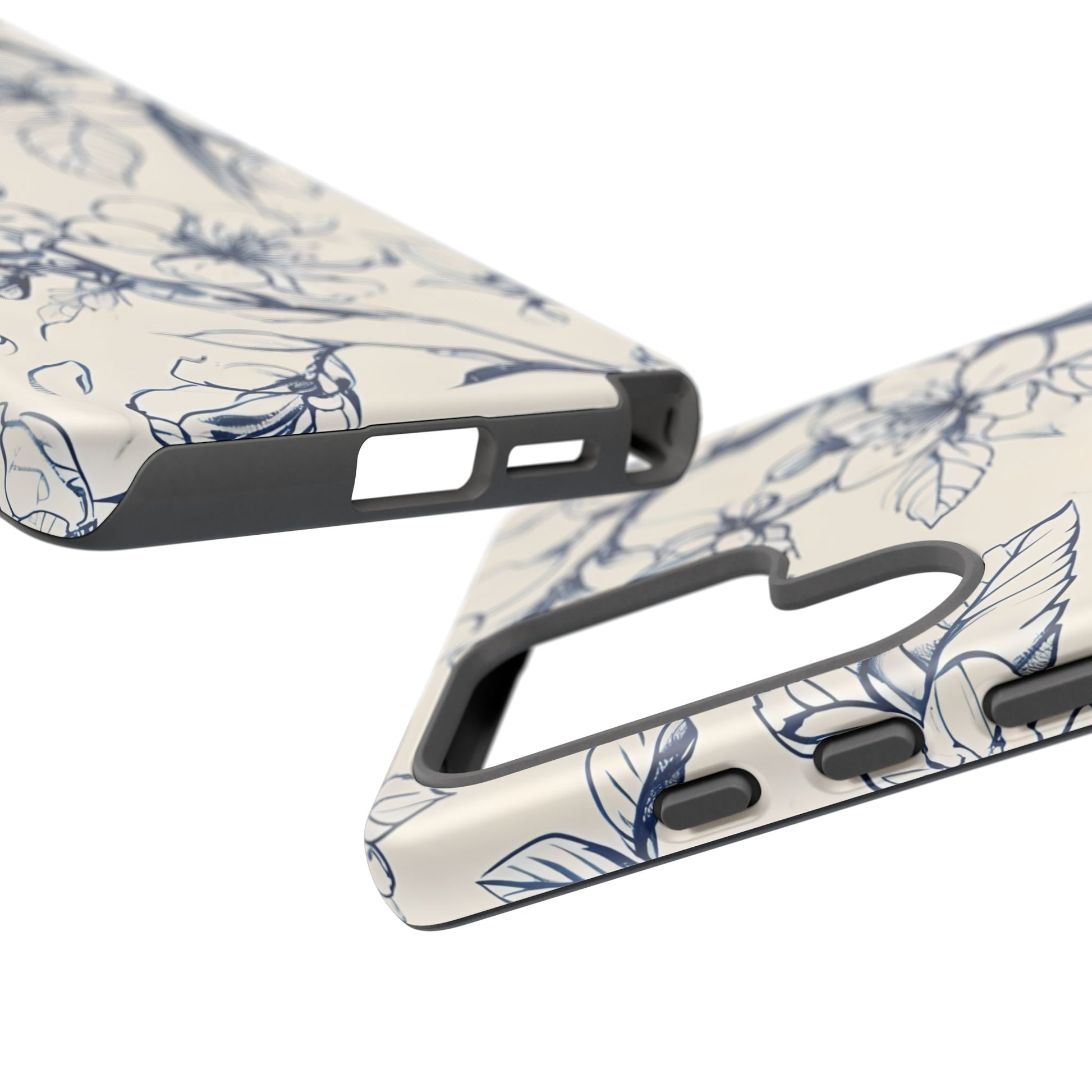 Blossom Sketch - Artistic Blue Floral Samsung Galaxy S25 Ultra Tough Phone Case - Hand-Drawn Botanical Design