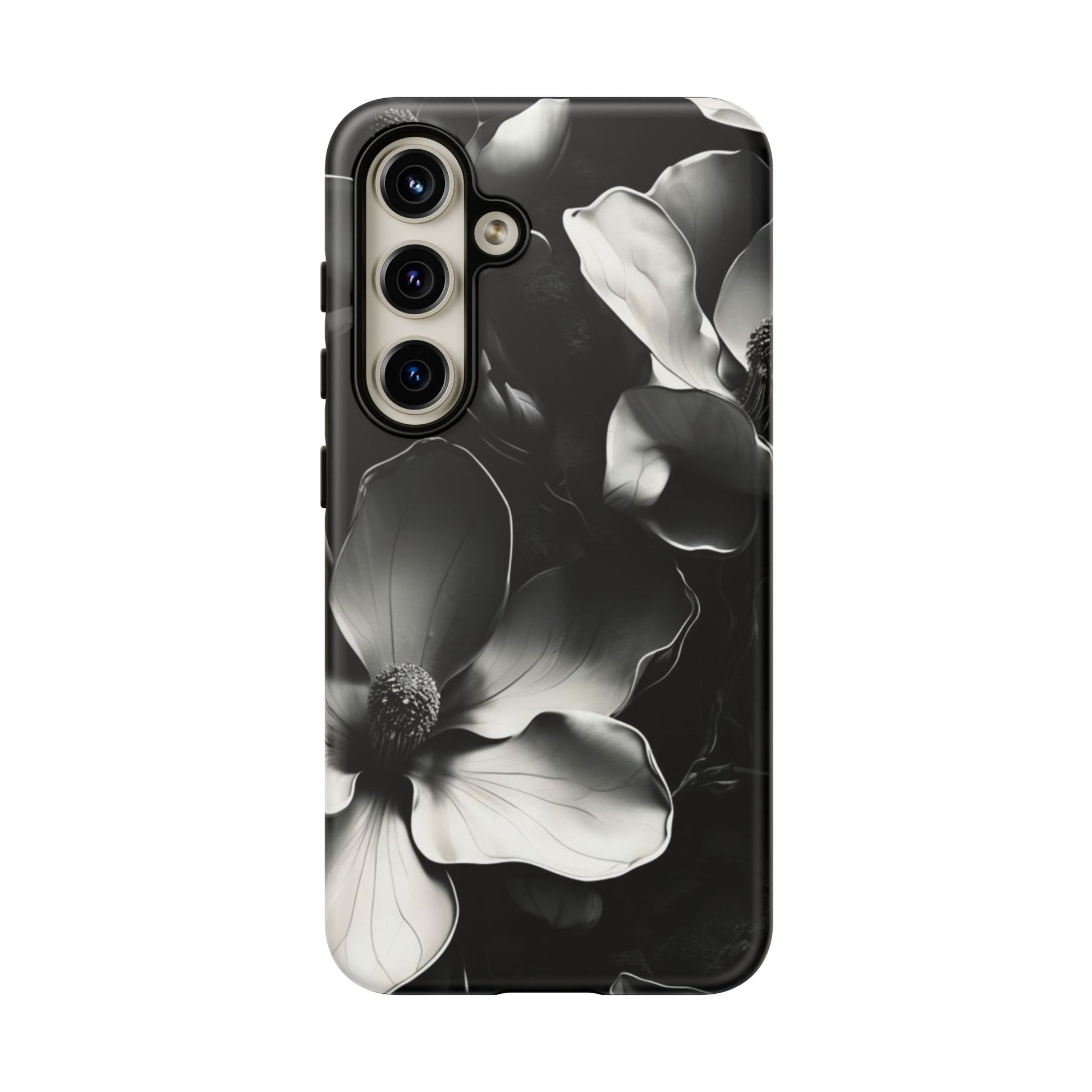 Monochrome Magnolia - Elegant Black & White Floral Samsung Galaxy S24 Tough Phone Case - Artistic Magnolia Design