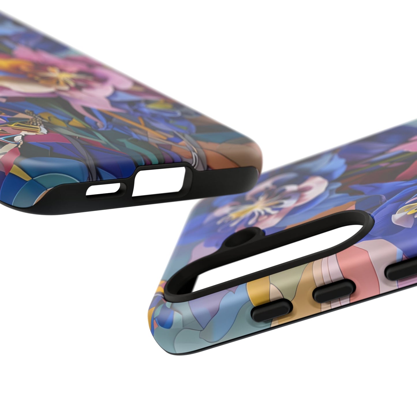 Blue Columbine Carnivale - Artistic Floral & Butterfly Samsung Ultra Tough Phone Case - Vibrant Botanical Design