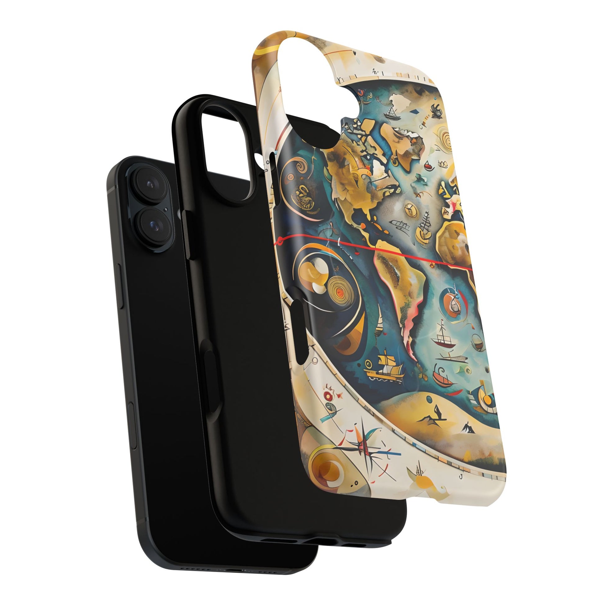 Celestial Map iPhone 16 Plus MagSafe Phone Case -Vintage Nautical World Map, Artistic Blue & Gold
