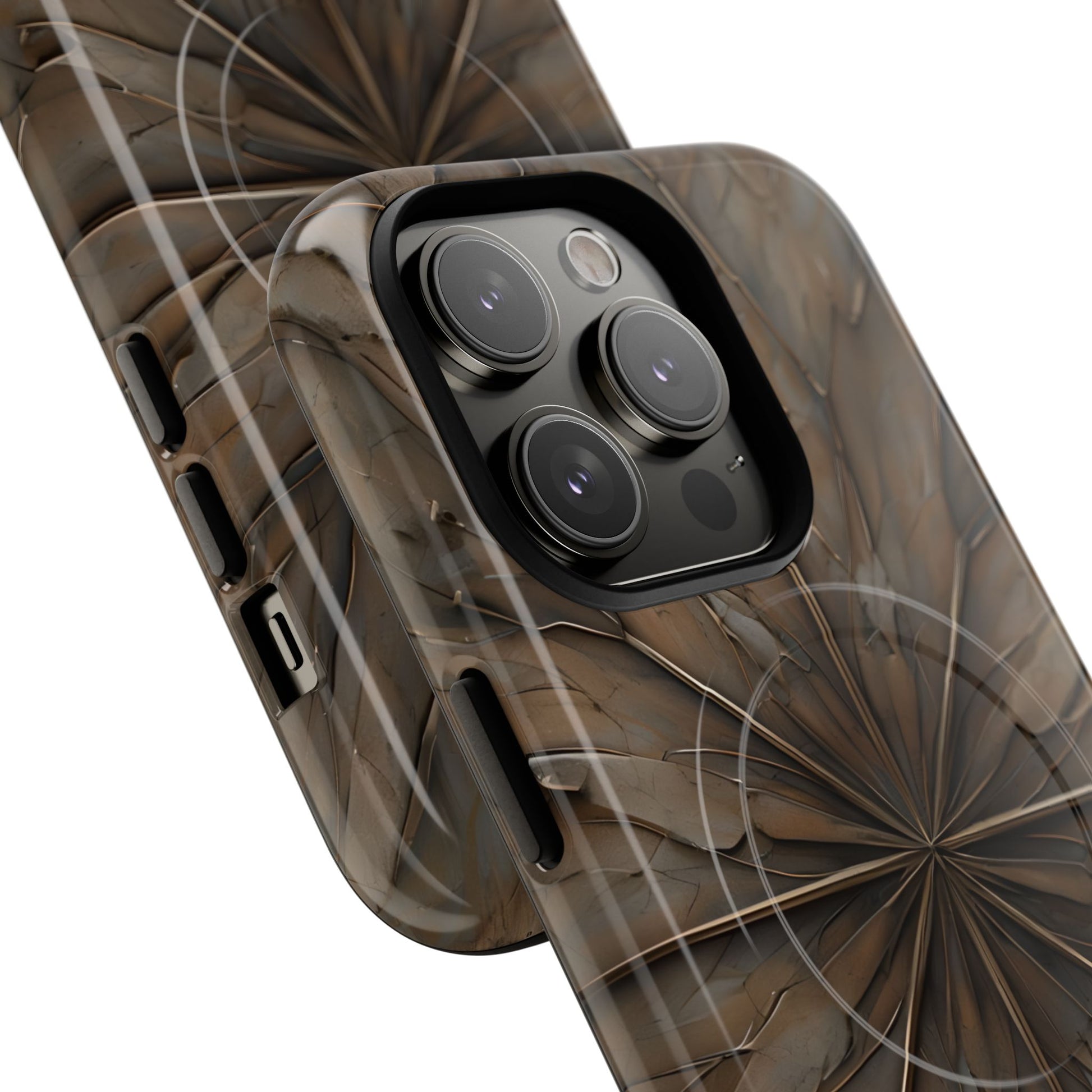 Earthstone Mandala - Kaleidoscope Collection Artistic Taupe Burst - iPhone 14 Pro MagSafe Phone Case
