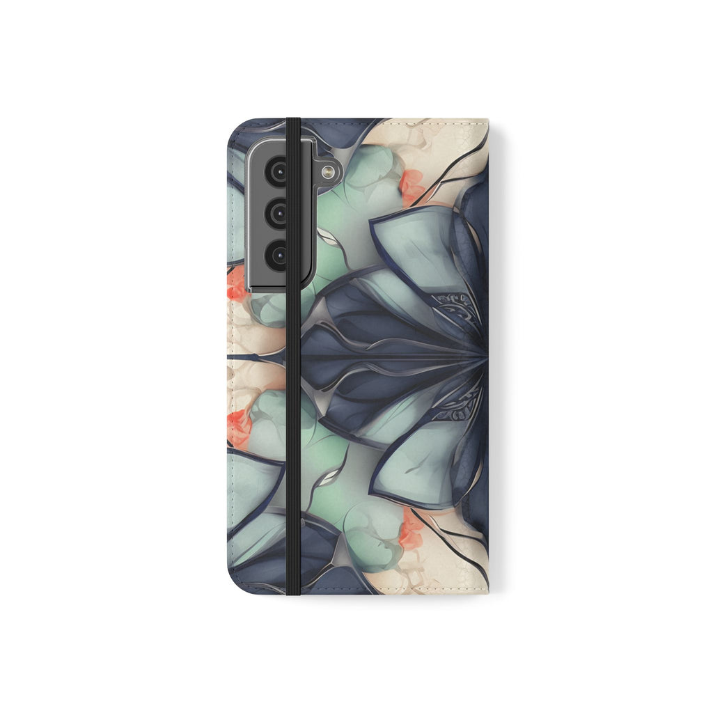 Midnight Mosaic - Abstract Floral Flip Phone Case for Samsung Galaxy S22