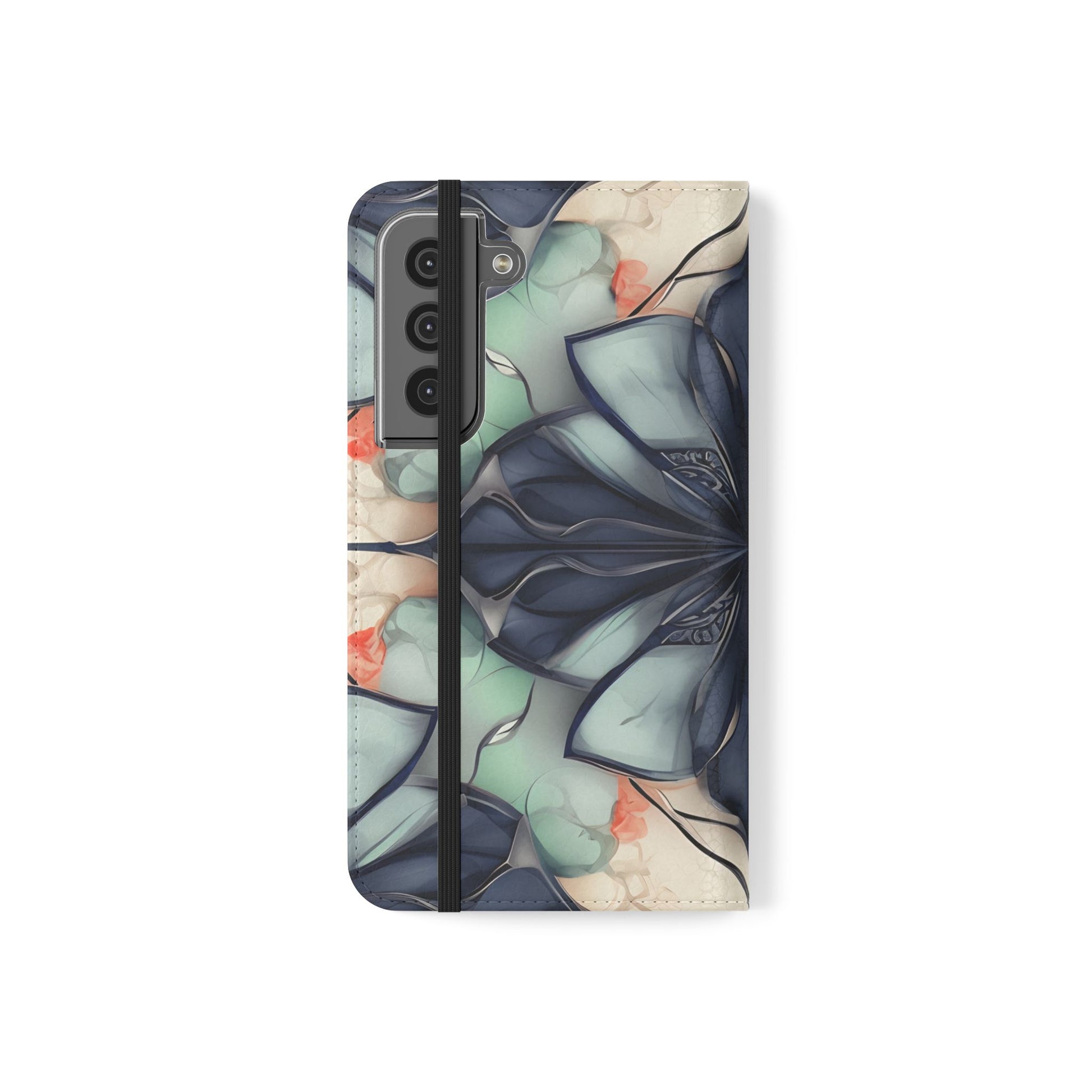 Midnight Mosaic - Abstract Floral Flip Phone Case for Samsung Galaxy S22