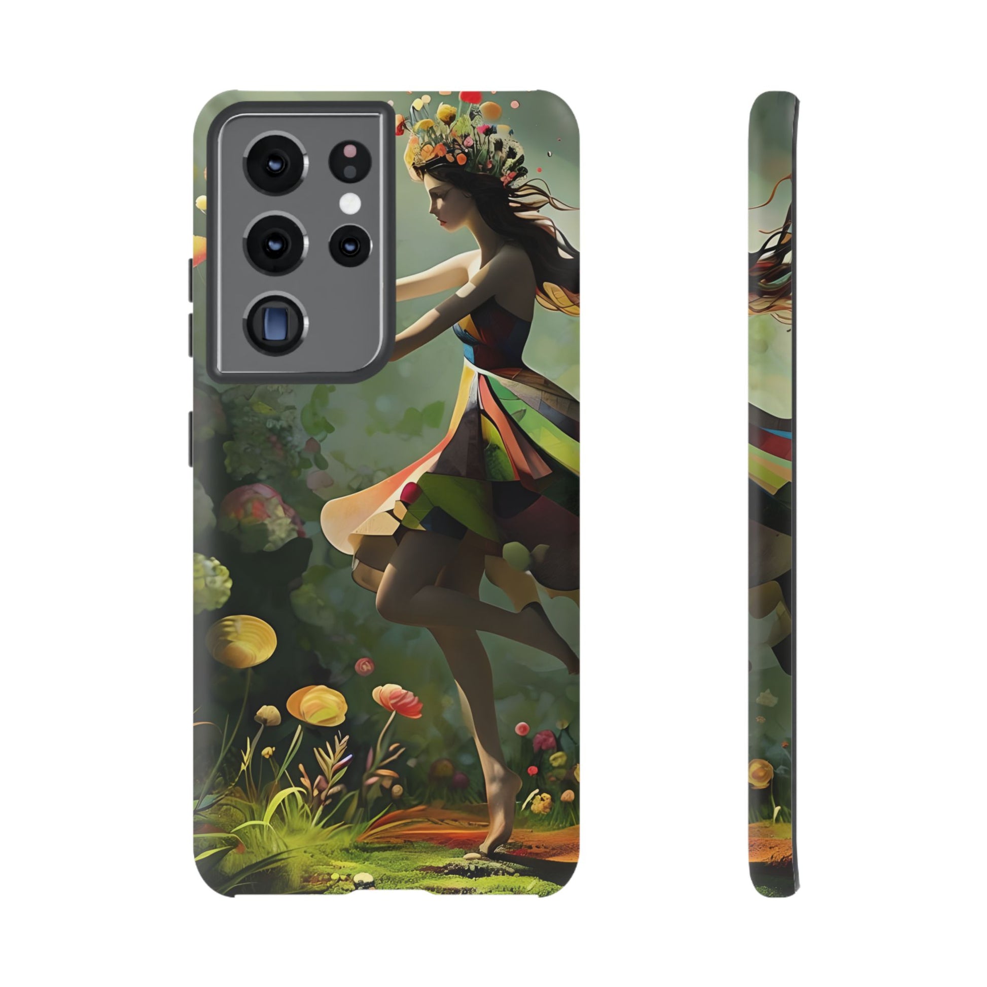 Dancing Wildflower Muse Samsung Galaxy S21 Ultra Tough Case - Artistic Floral Fantasy Cover - Whimsical Nature-Inspired Protective Accessory