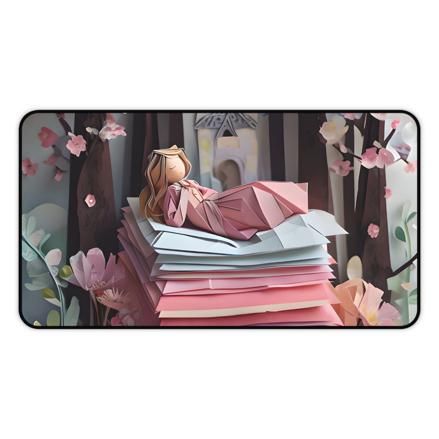 A Good Night's Sleep desk mat featuring cozy bedding-inspired layered textile design