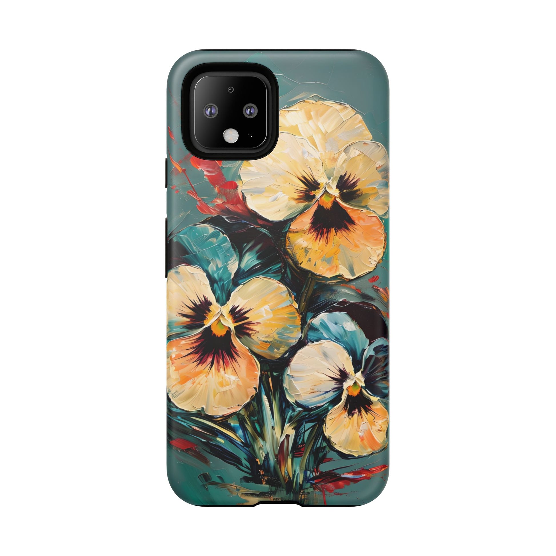 Golden Pansy Cascade Tough Case for Google Pixel 4 - Floral Artistic Shockproof Cover, Elegant Protective Phone Case