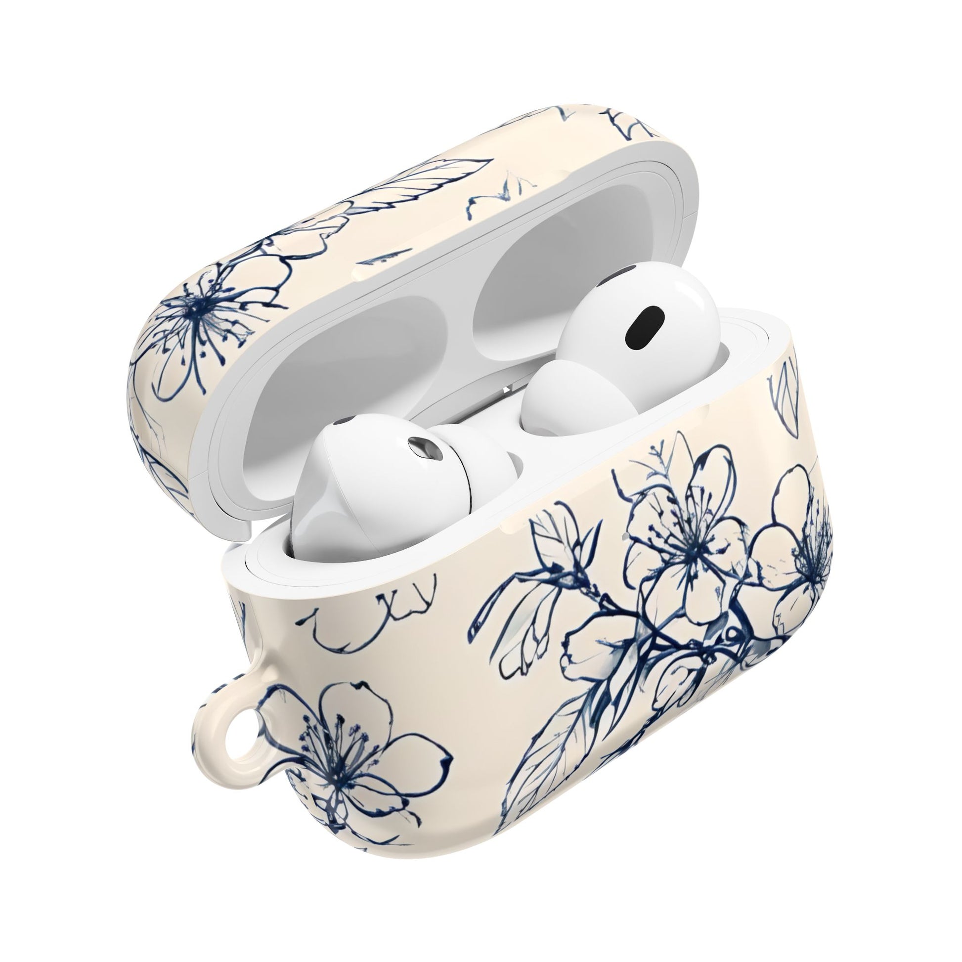 Blossom Sketch AirPod Case - Elegant Floral Earbud Cover for Gen 1, 2, 3, Pro Gen 1 & 2 - Chic Blue Botanical Gift for Her