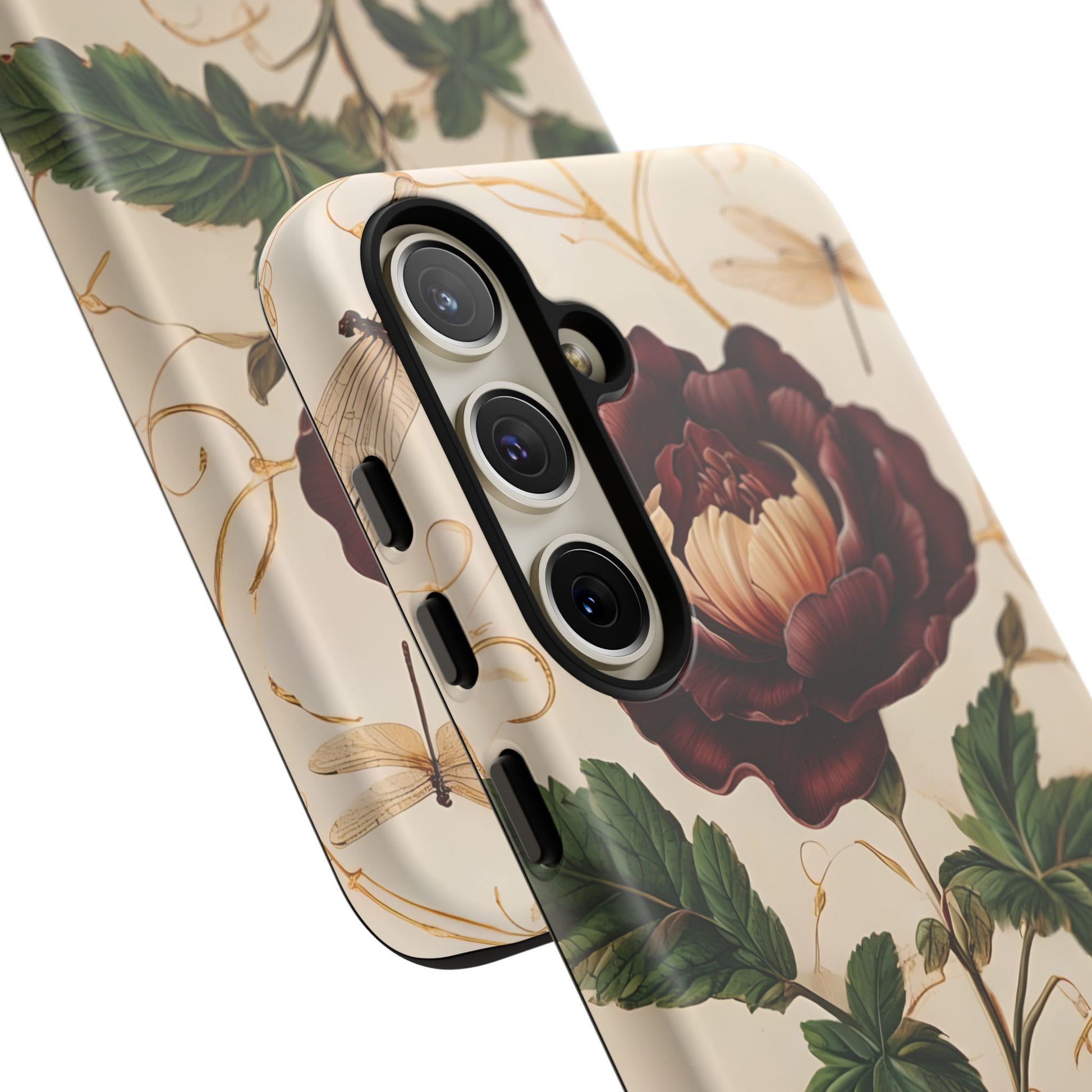 Vintage Burgundy Rose - Elegant Floral Samsung Galaxy S24 Plus Phone Case - Classic Painterly Rose Design