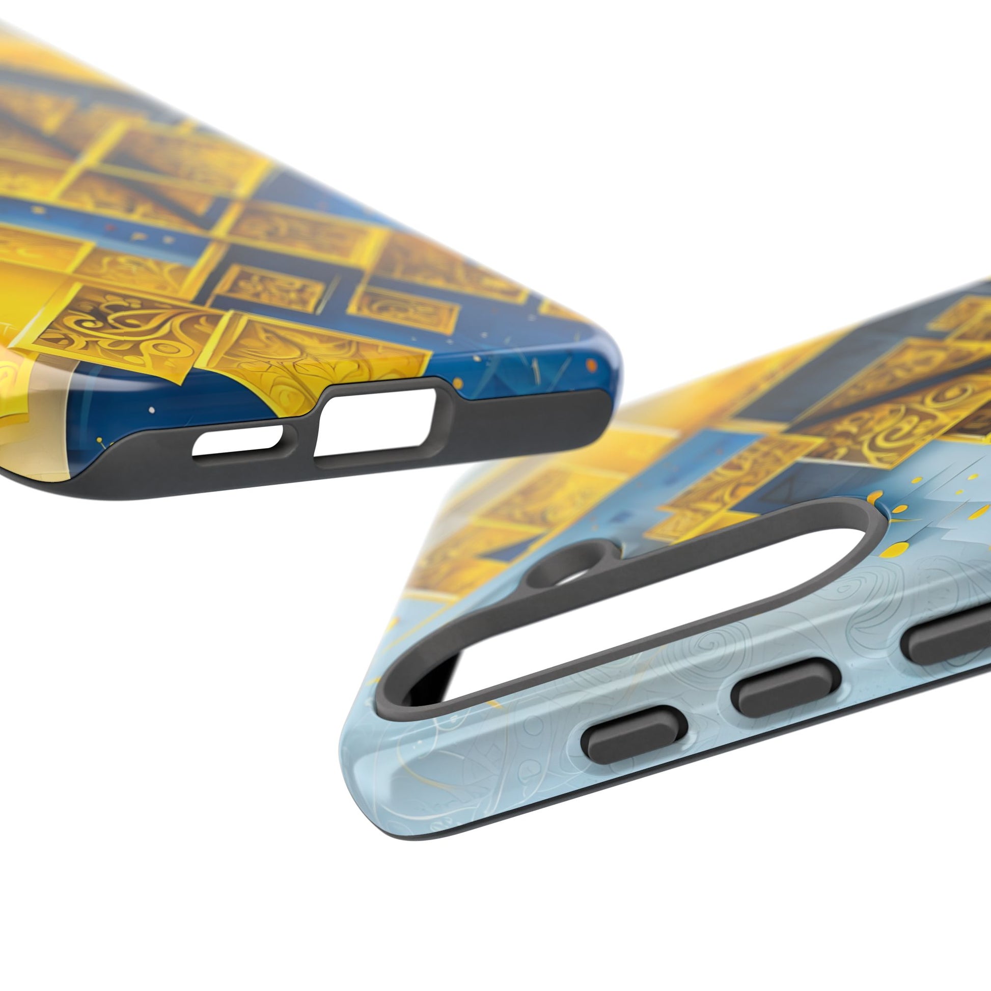 Golden Ascent Luxe Geometric Samsung Galaxy S25 Tough Case - Elegant Abstract Gold Design