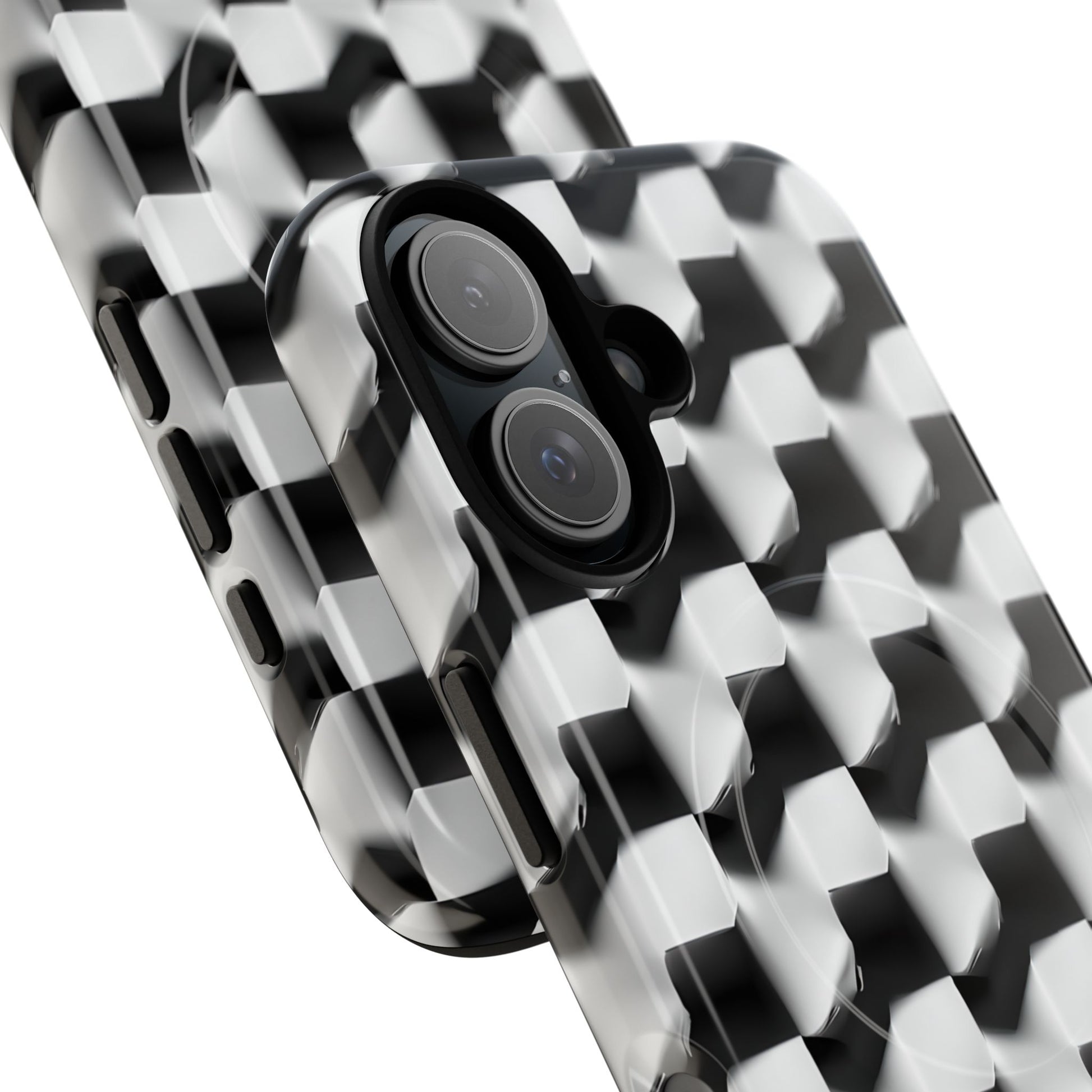 Monochrome Grid - iPhone 16 MagSafe Phone Case - Bold, Modern Black & White Design