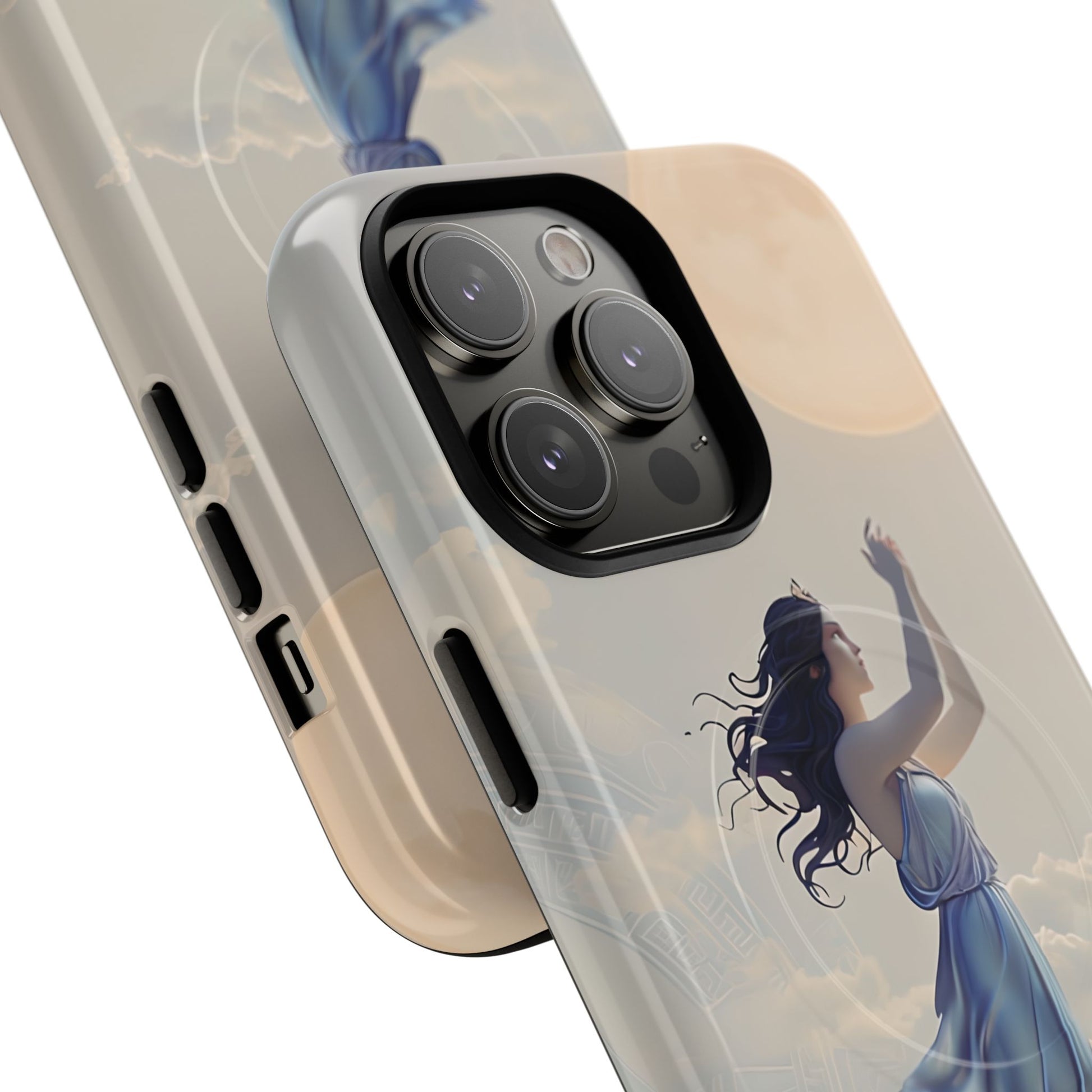 Moonlit Ascend - Ethereal Celestial Art iPhone 14 Pro Max MagSafe Phone Case -Dreamy Night Sky & Floating Woman Design