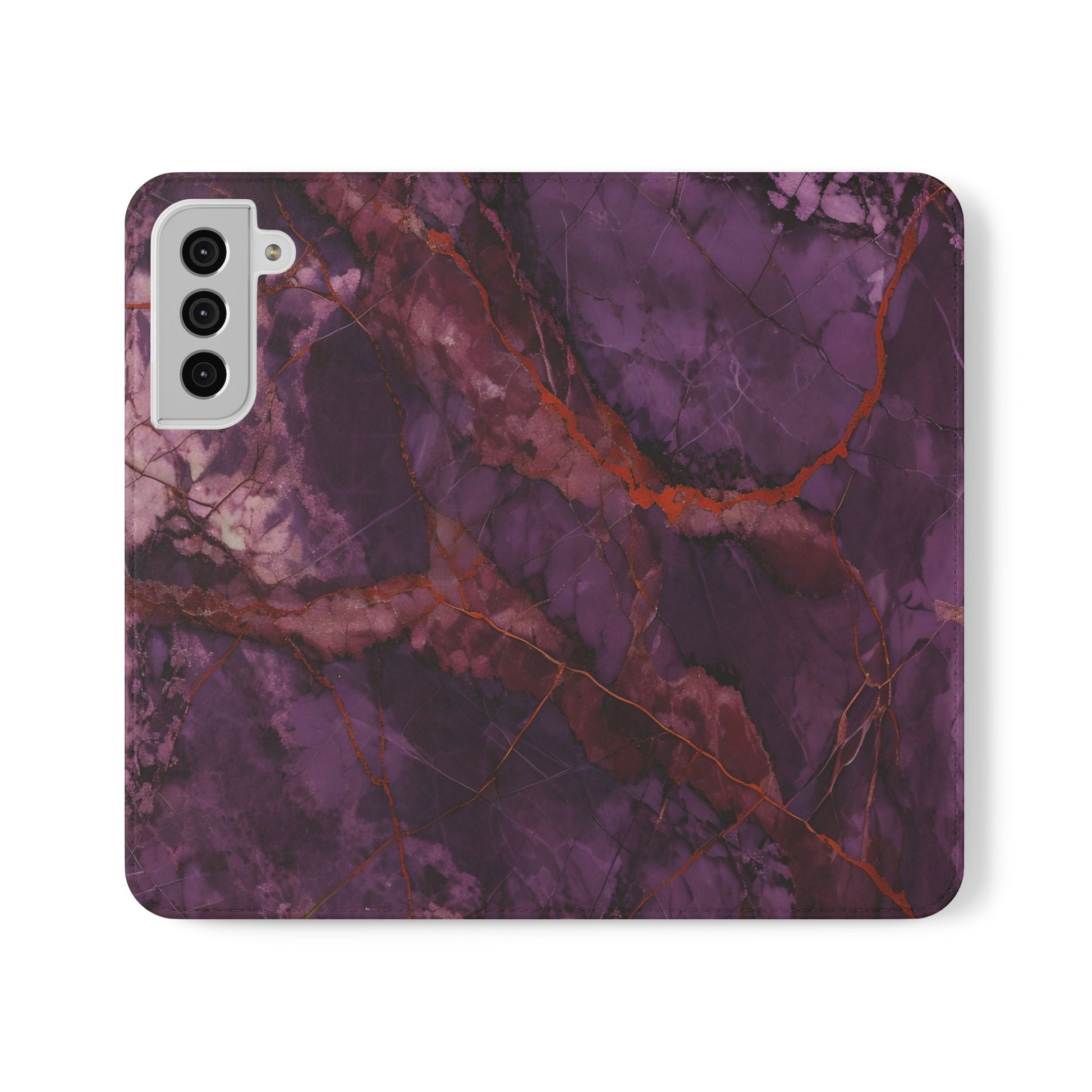 Amethyst Current Wallet Phone Case - Elegant Purple Marble Flip Cover for Samsung Galaxy S22 Plus
