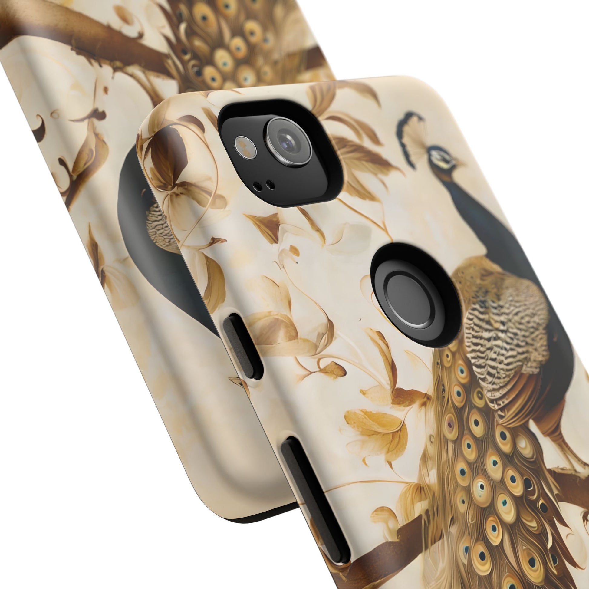 Golden Plumage - Luxe Peacock Art Google Pixel 2 Phone Case - Elegant Gold & Cream Design