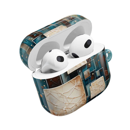 Architectural Drift AirPods Case - Modern Geometric Teal & Parchment Design for Gen 1, 2, 3, Pro Gen 1 & 2
