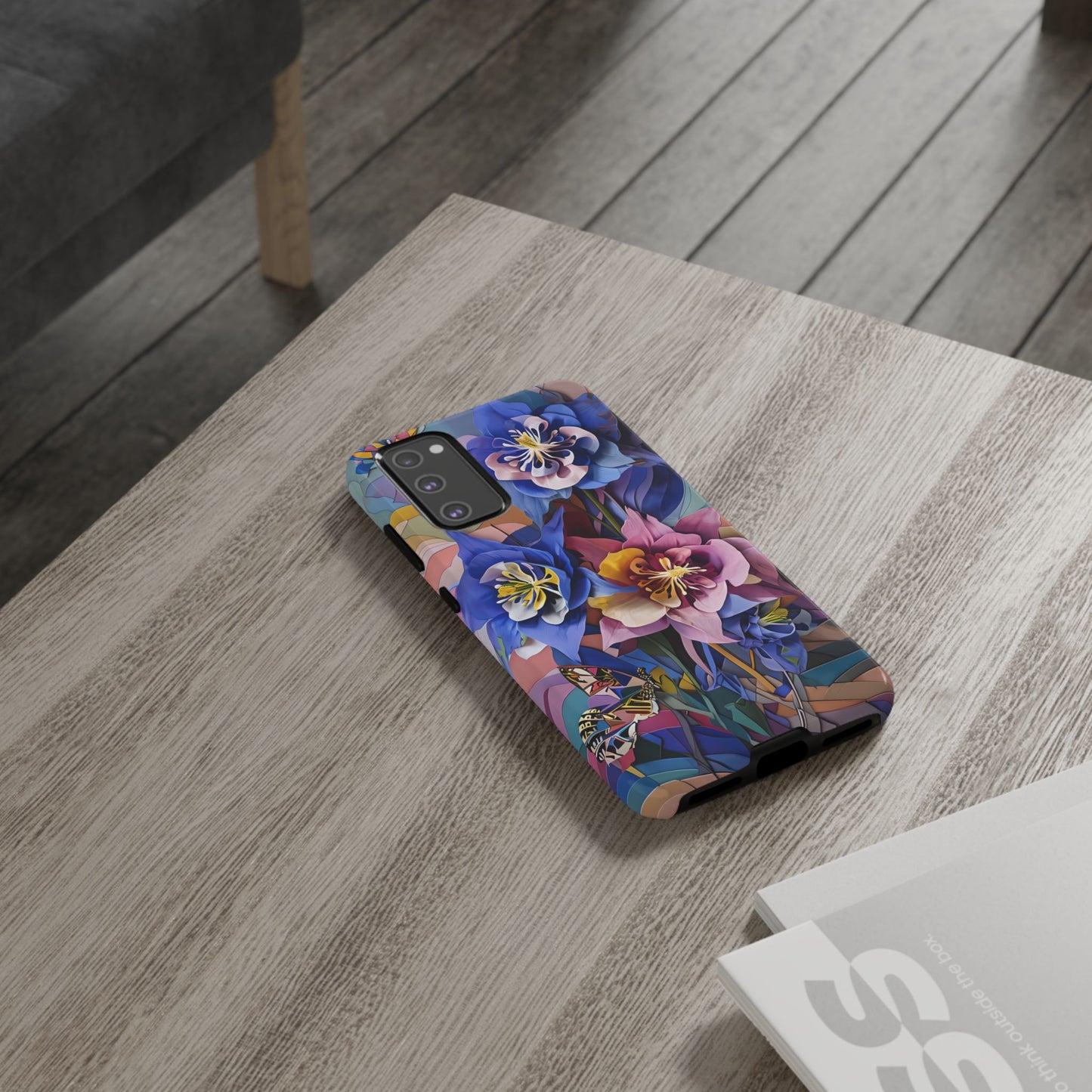Blue Columbine Carnivale - Artistic Floral & Butterfly Samsung Ultra Tough Phone Case - Vibrant Botanical Design
