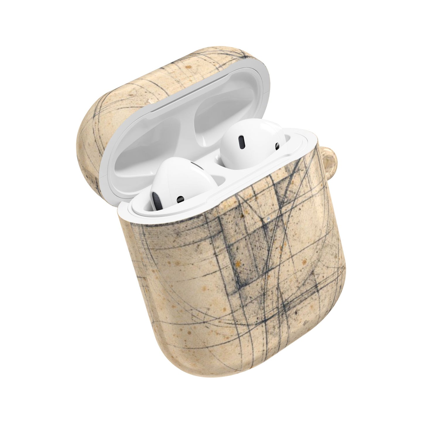 Architectural Parchment Blueprint AirPods Case - Minimalist Technical Sketch Design for Gen 1–4 & Pro