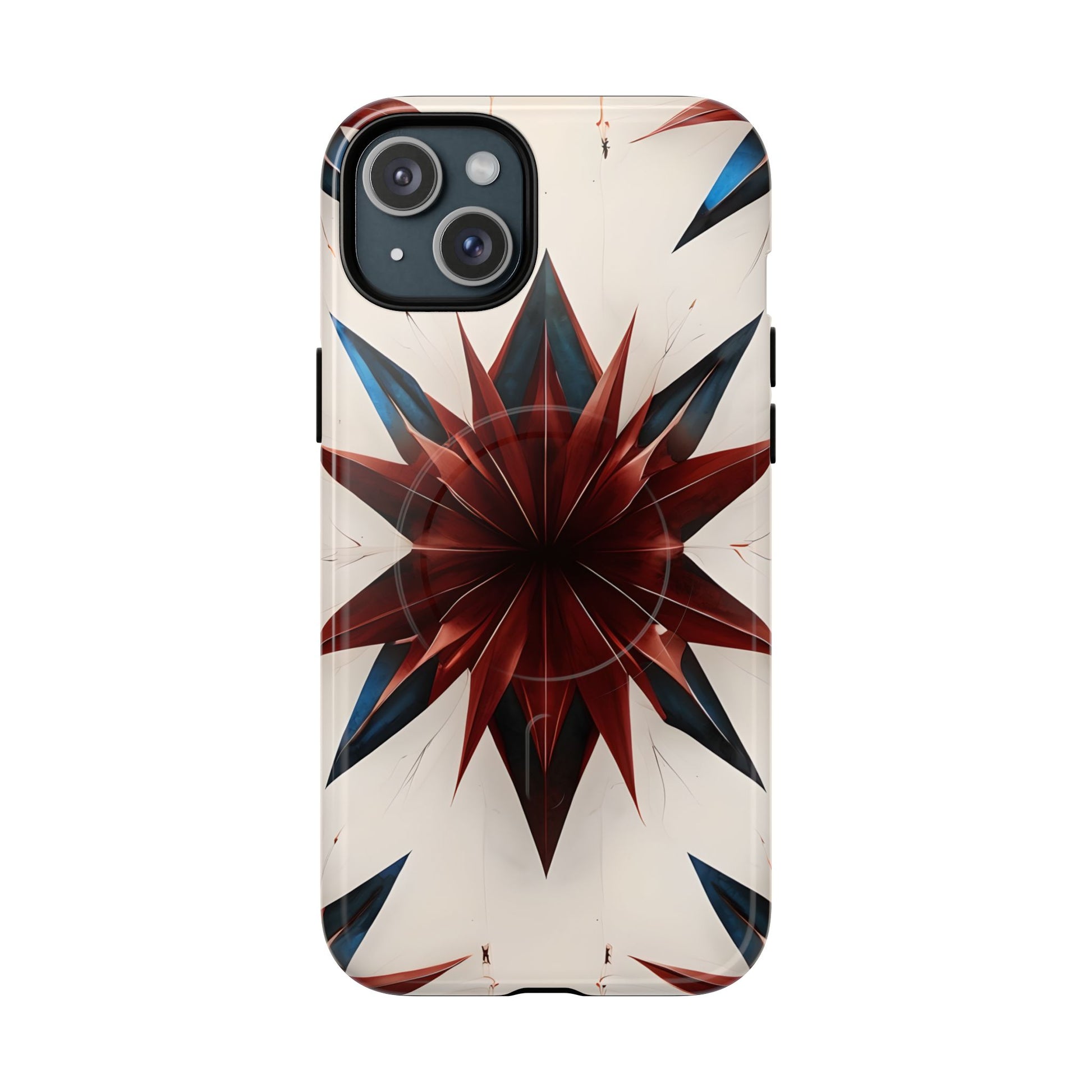 Garnet Starburst - Kaleidoscope Collection Gemstone Floral - iPhone 15 Plus MagSafe Phone Case -Floral Burst Design