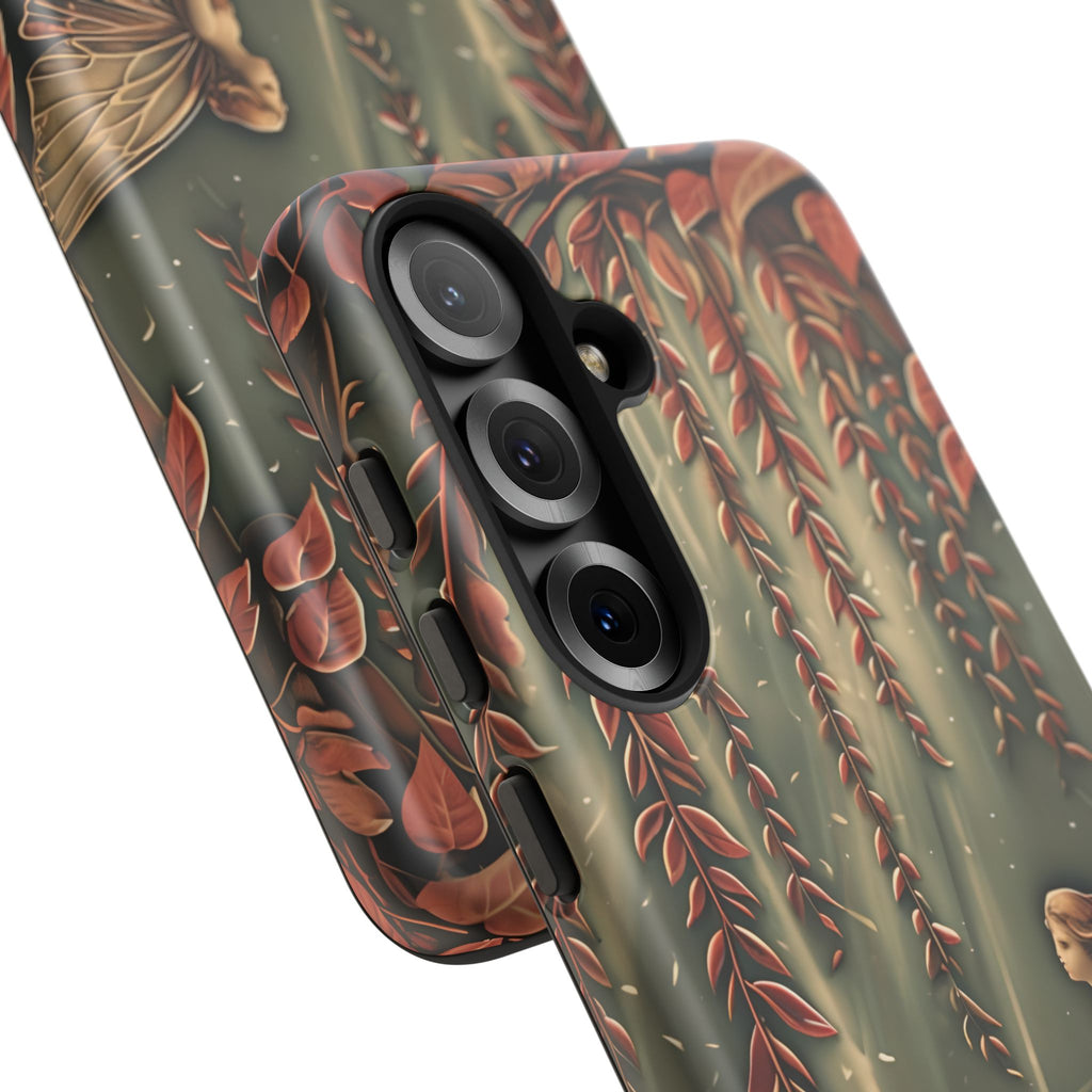 Willow Whisper - Tranquil Nature Art Samsung Galaxy S25 Tough Phone Case - Serene Willow Tree & Meditative Figure Design