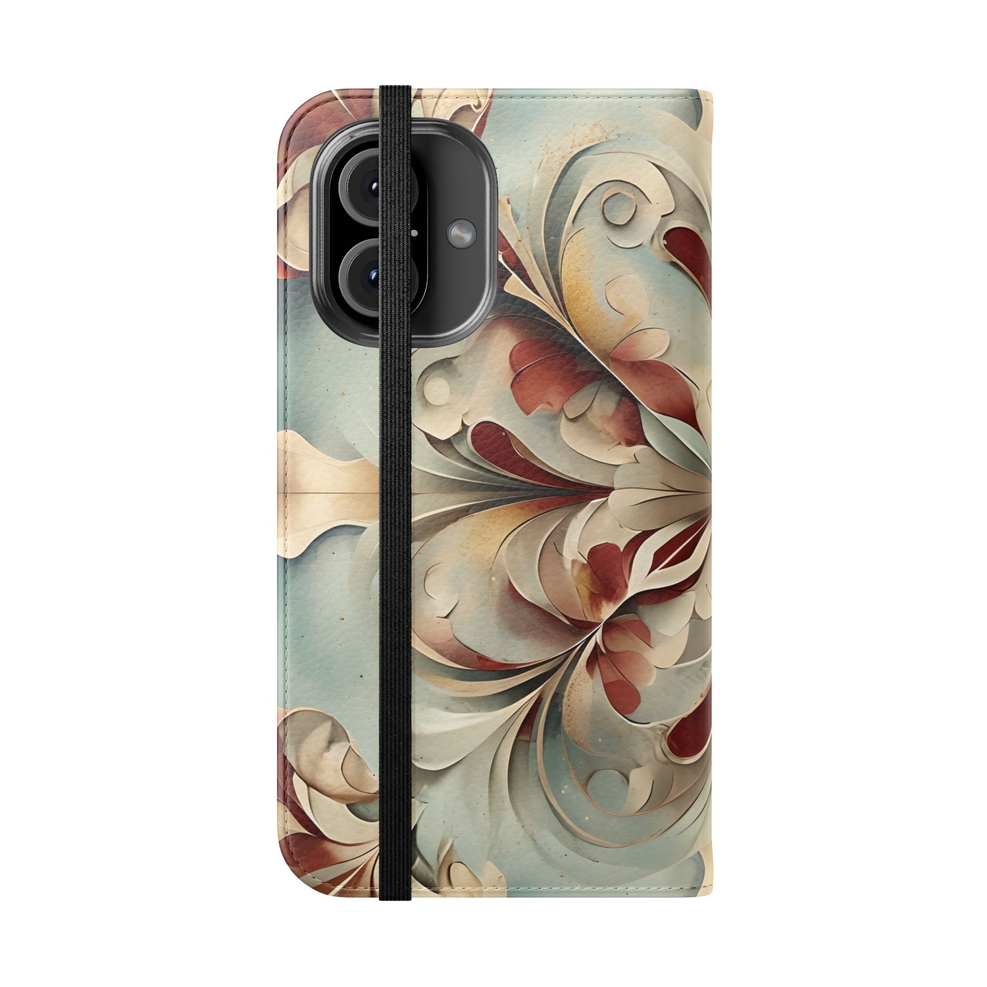 Vintage Baroque Blossom Wallet Phone Case - Elegant Floral Flip Cover for iPhone 16