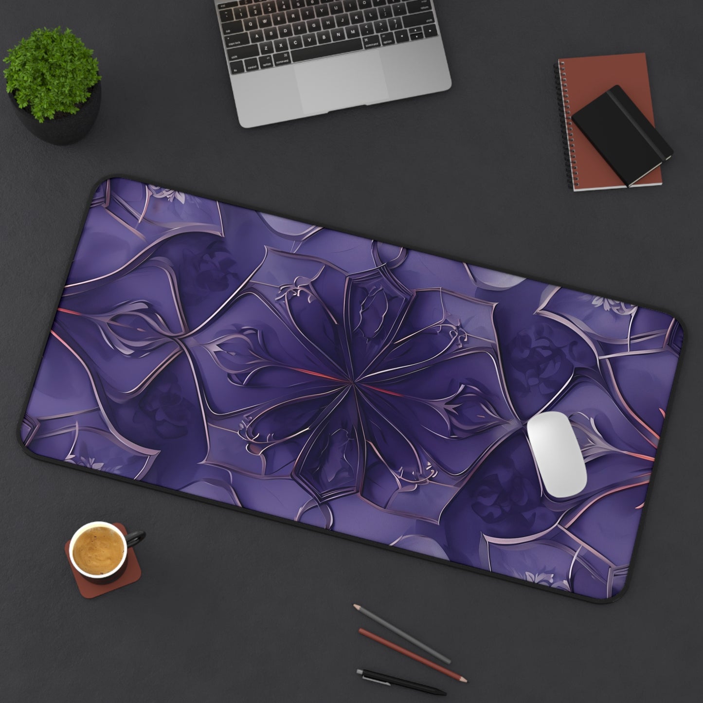 Violet Nebula Desk Mat - Premium Office Desk Pad, 3 Sizes Available, Artistic Workspace Protection
