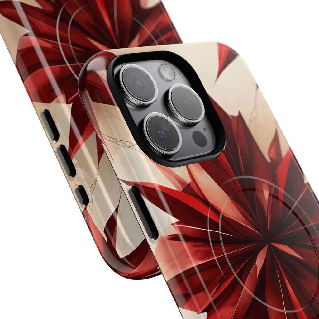 Ruby Compass iPhone 15 Pro Max MagSafe Phone Case - Bold Red Modern Design