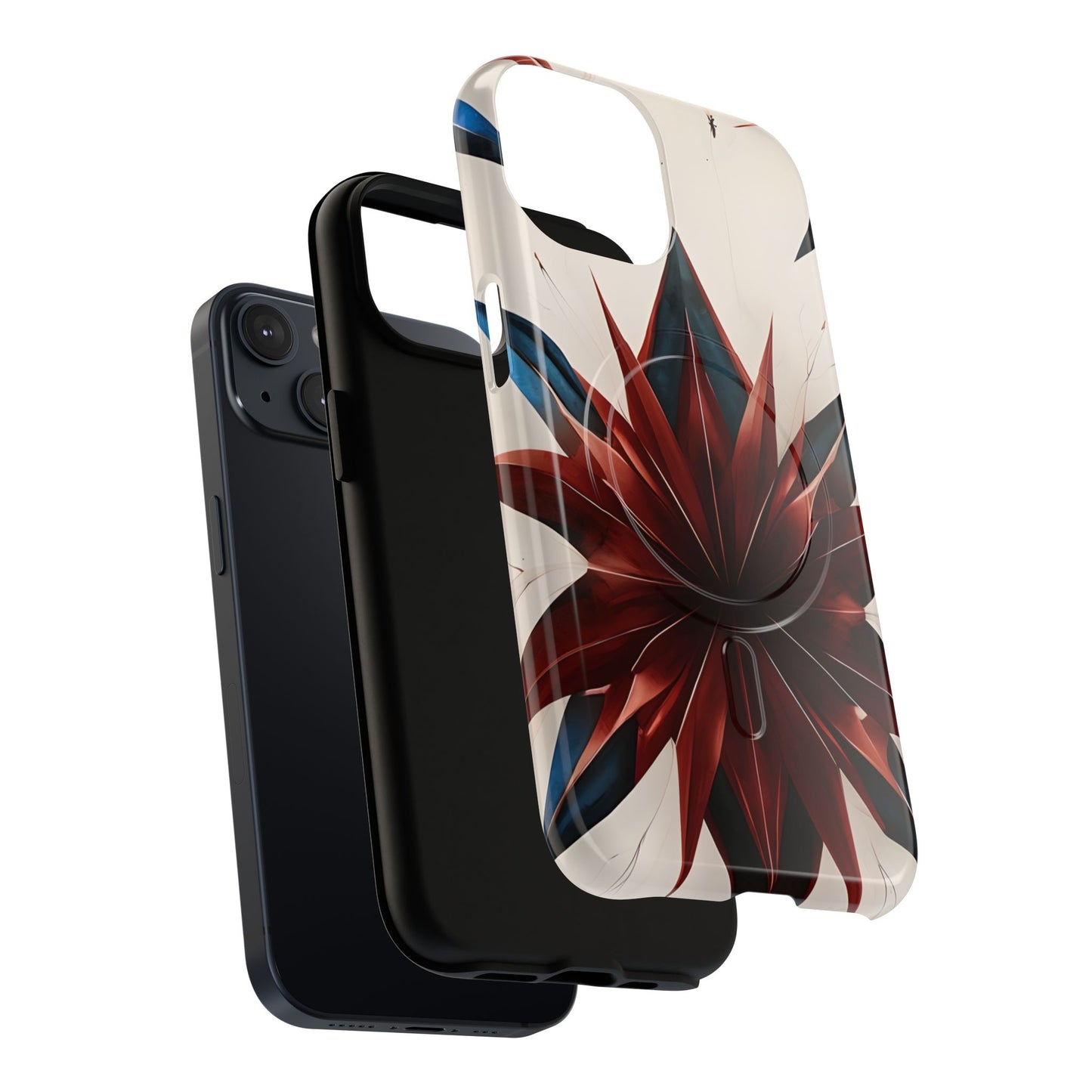 Dual-layer Garnet Starburst iPhone MagSafe case showing shock absorbing protection