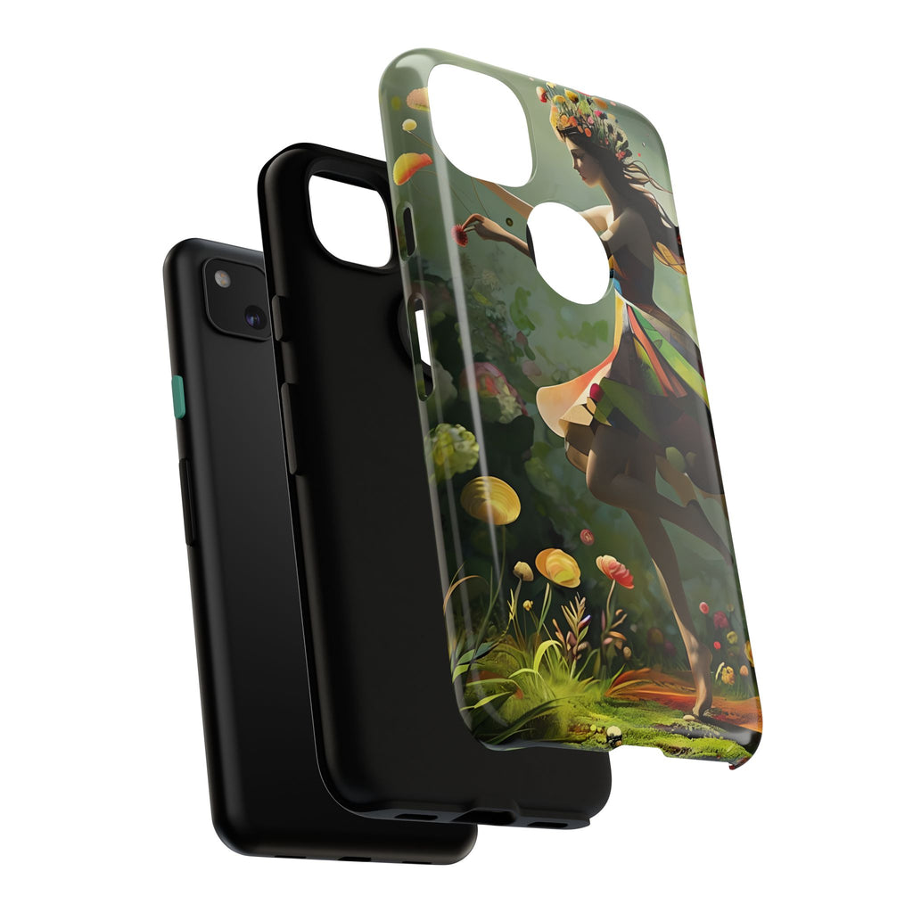 Dancing Wildflower Muse Google Pixel 4a Tough Case - Artistic Floral Fantasy Cover - Whimsical Nature-Inspired Protective Accessory