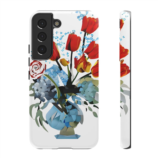 Bouquet Brilliance - Artistic Floral Samsung Phone Case - Vibrant Tulip, Rose & Hydrangea Design