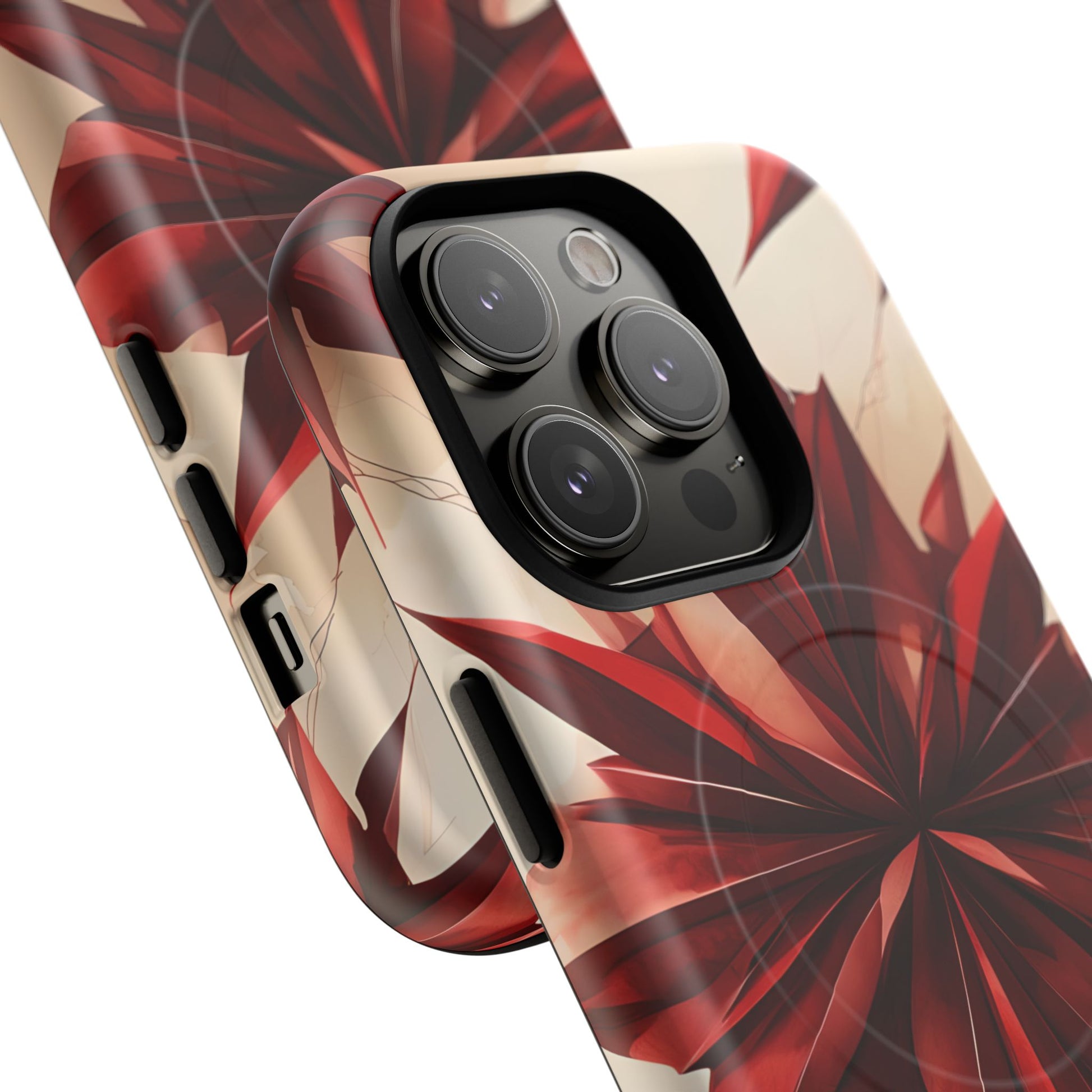 Ruby Compass iPhone 14 Pro MagSafe Phone Case - Bold Red Modern Design